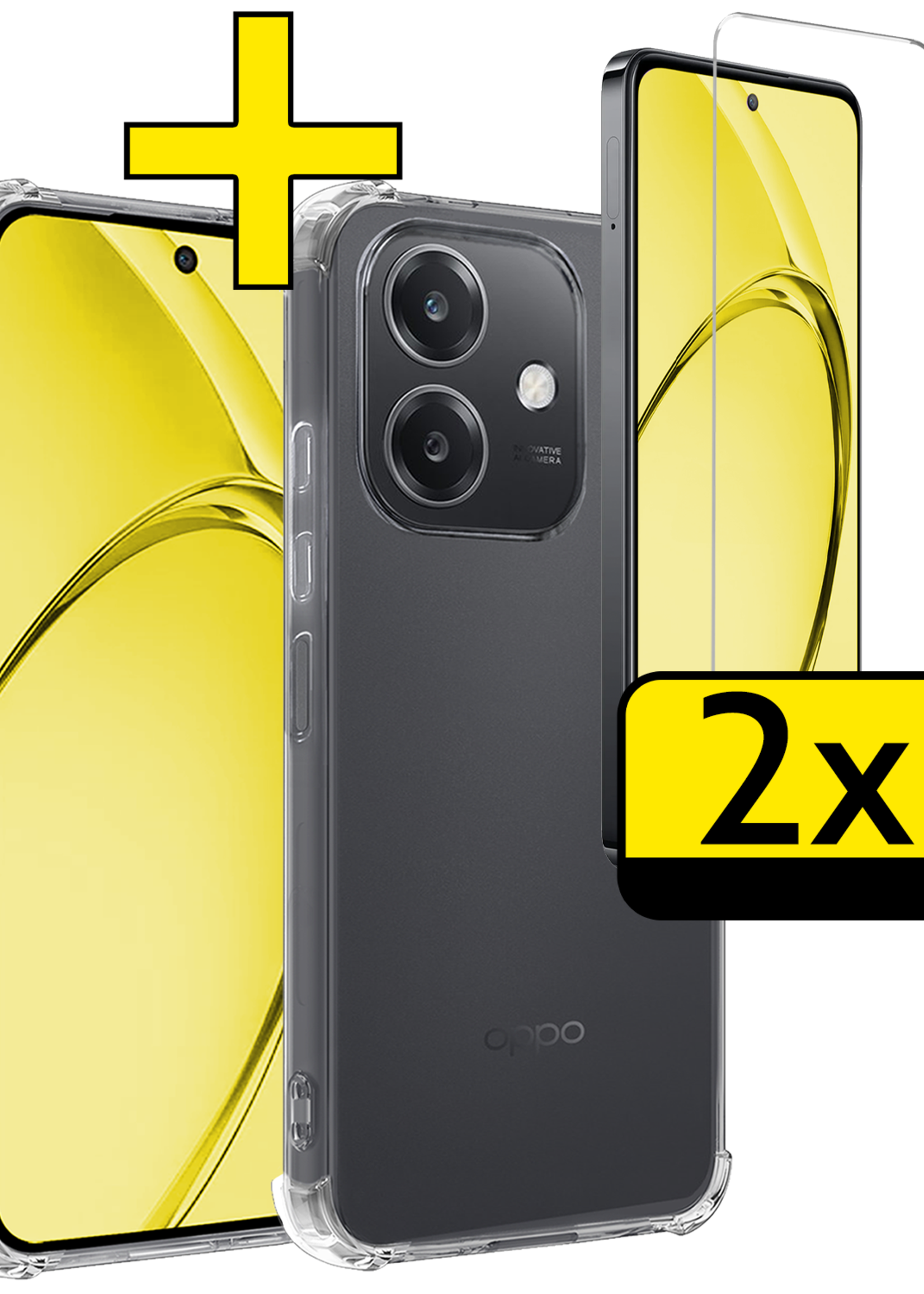 LUQ LUQ OPPO A40 Hoesje Shockproof Met 2x Screenprotector