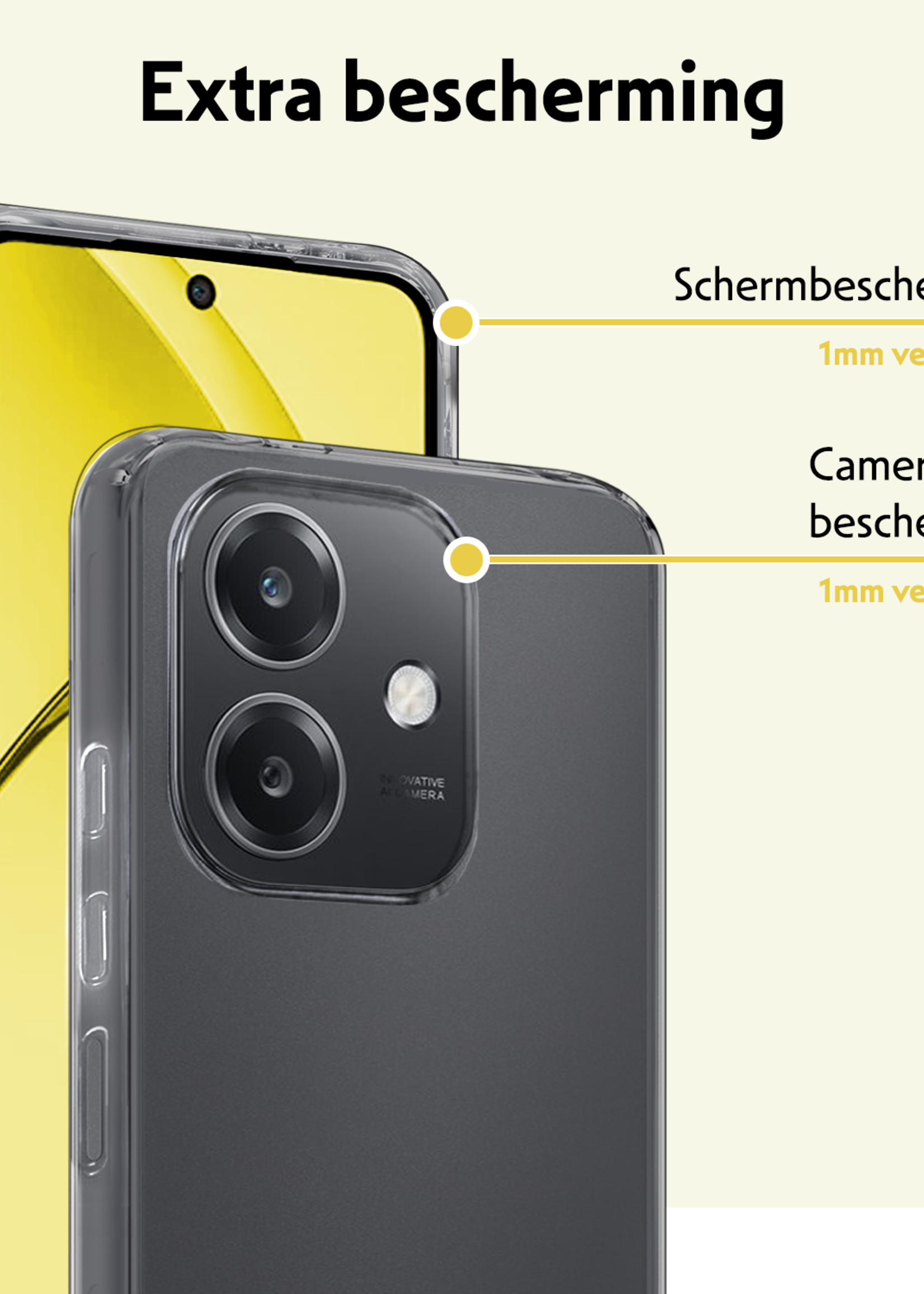 LUQ LUQ OPPO A40m Hoesje Siliconen Met Screenprotector - Transparant