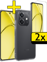 LUQ LUQ OPPO A40m Hoesje Siliconen Met 2x Screenprotector - Transparant