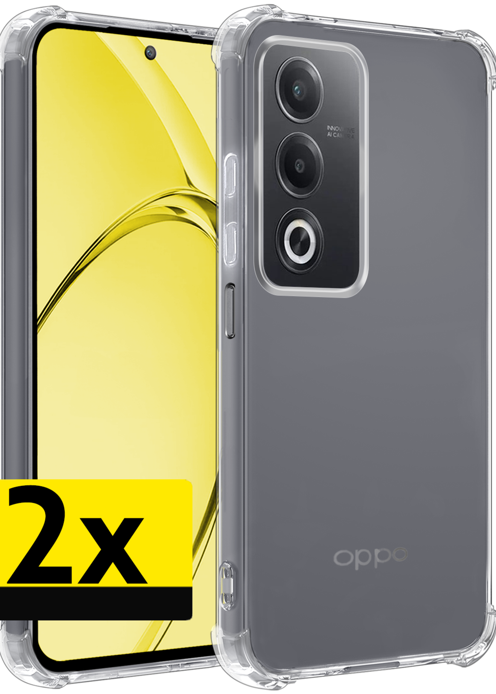 LUQ LUQ OPPO A80 Hoesje Shockproof - Transparant - 2 PACK