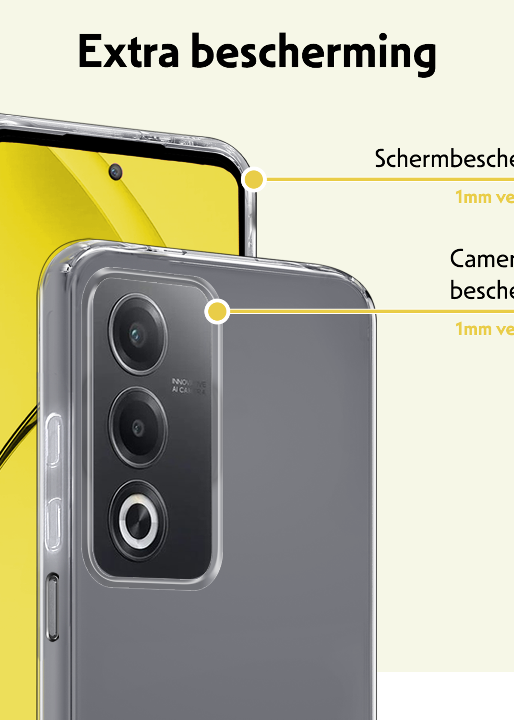 LUQ LUQ OPPO A80 Hoesje Siliconen Met 2x Screenprotector - Transparant