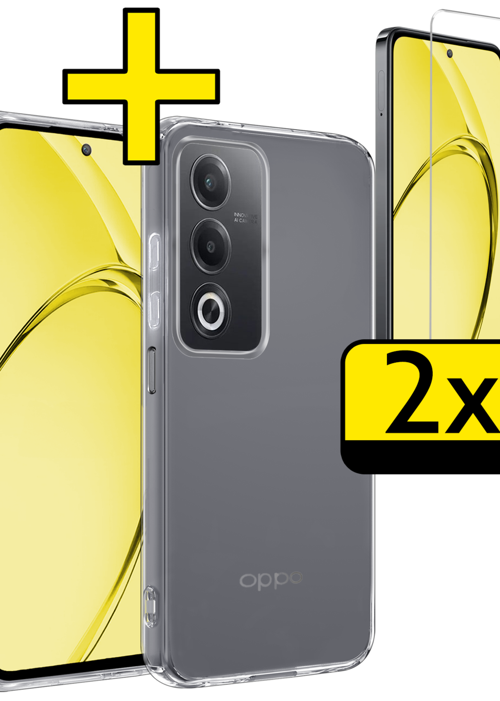 LUQ LUQ OPPO A80 Hoesje Siliconen Met 2x Screenprotector - Transparant