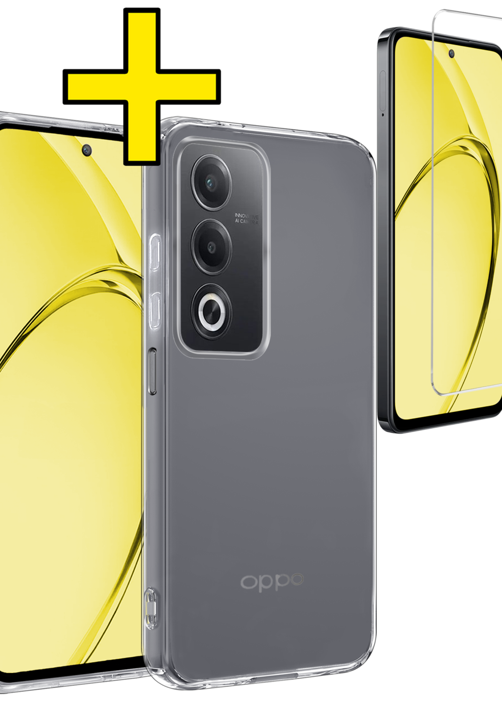 LUQ LUQ OPPO A80 Hoesje Siliconen Met Screenprotector - Transparant