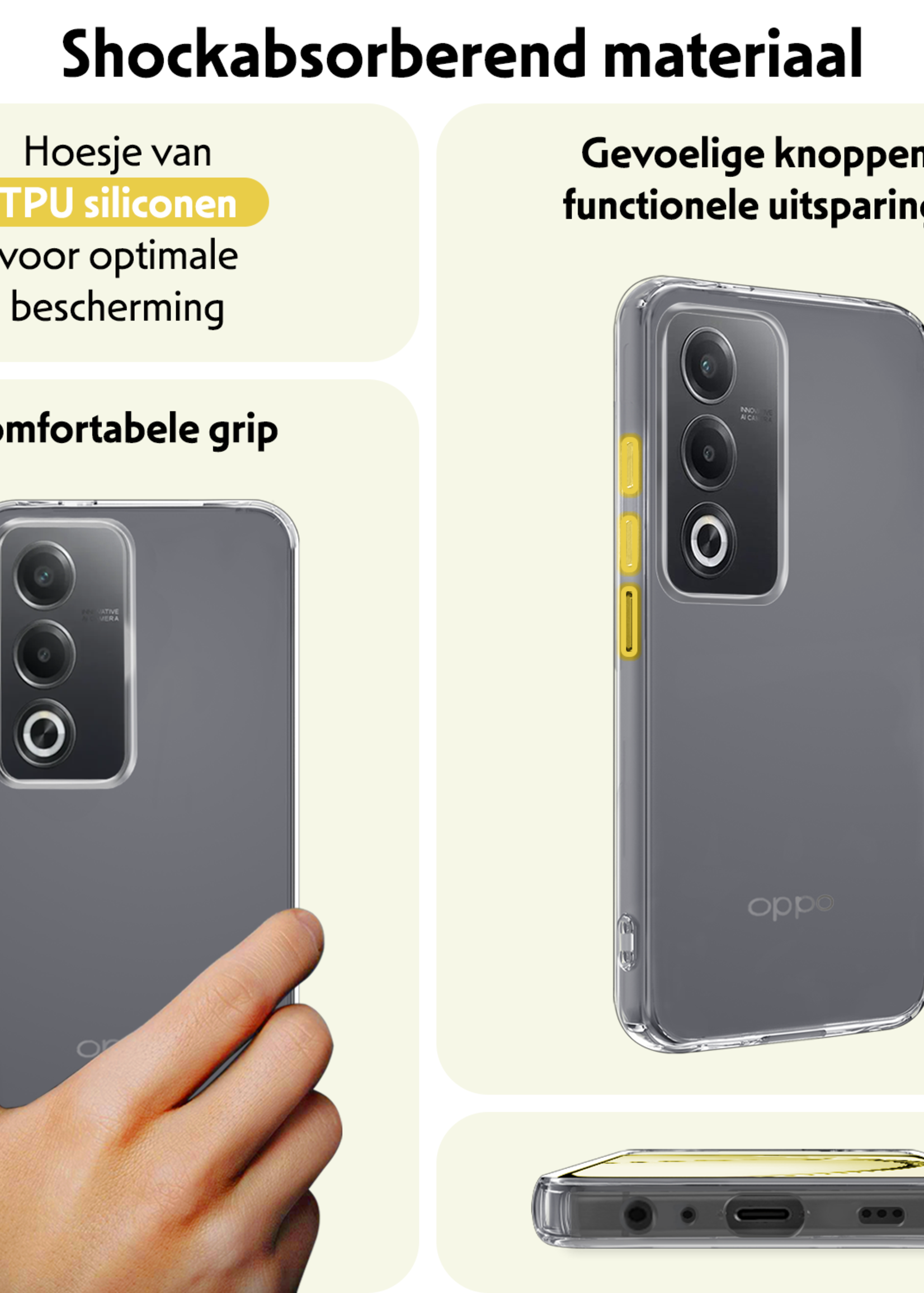 LUQ LUQ OPPO A80 Hoesje Siliconen Met Screenprotector - Transparant