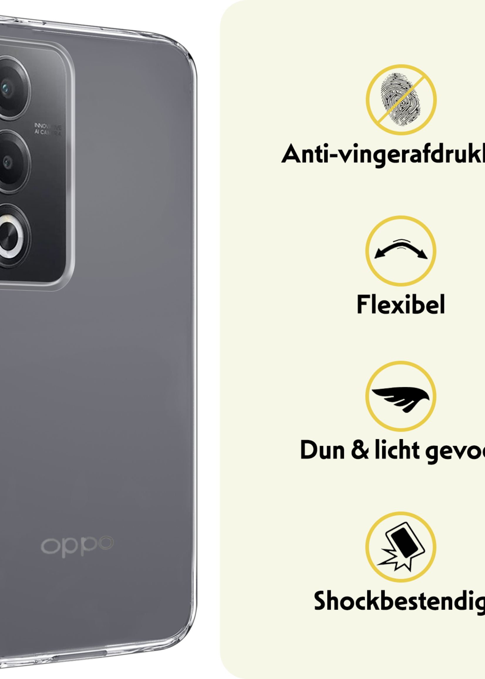 LUQ LUQ OPPO A80 Hoesje Siliconen - Transparant - 2 PACK