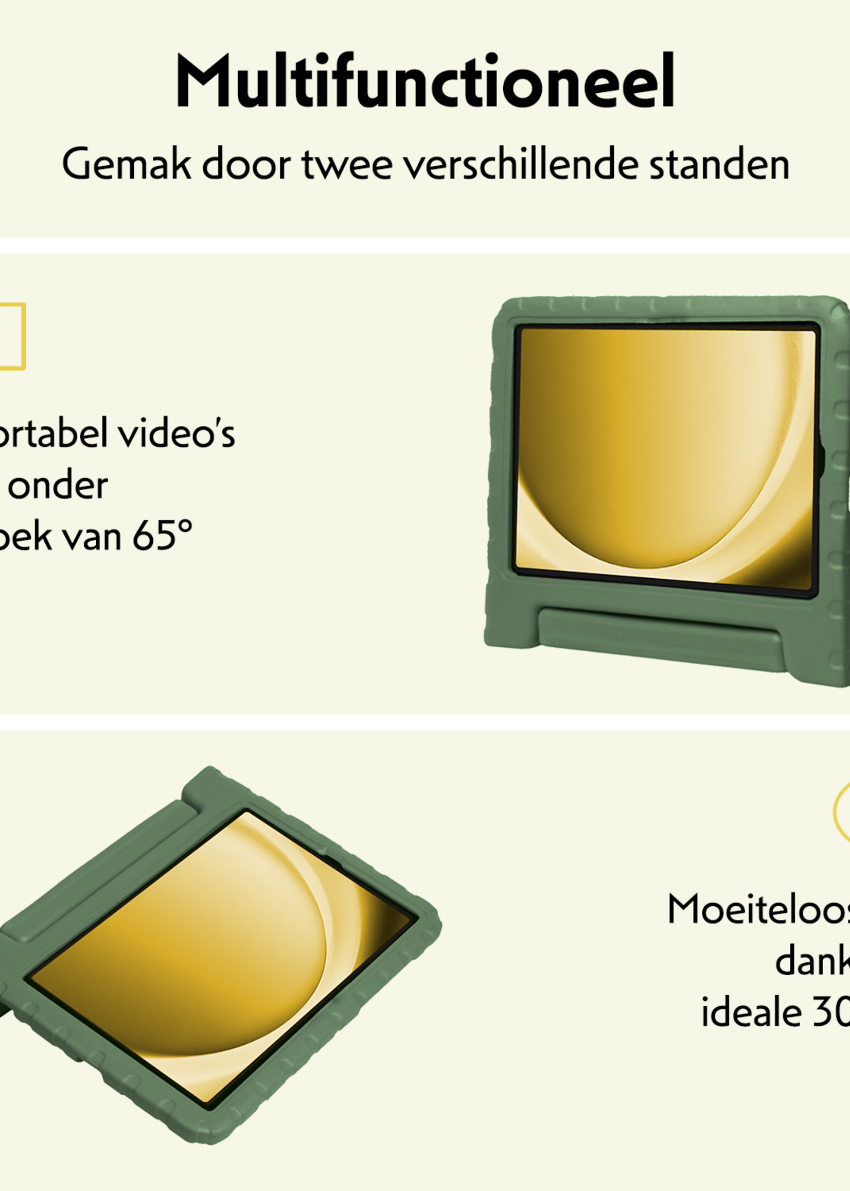 LUQ LUQ Samsung Galaxy Tab A9 Plus Kinderhoes Met Screenprotector - Donkergroen