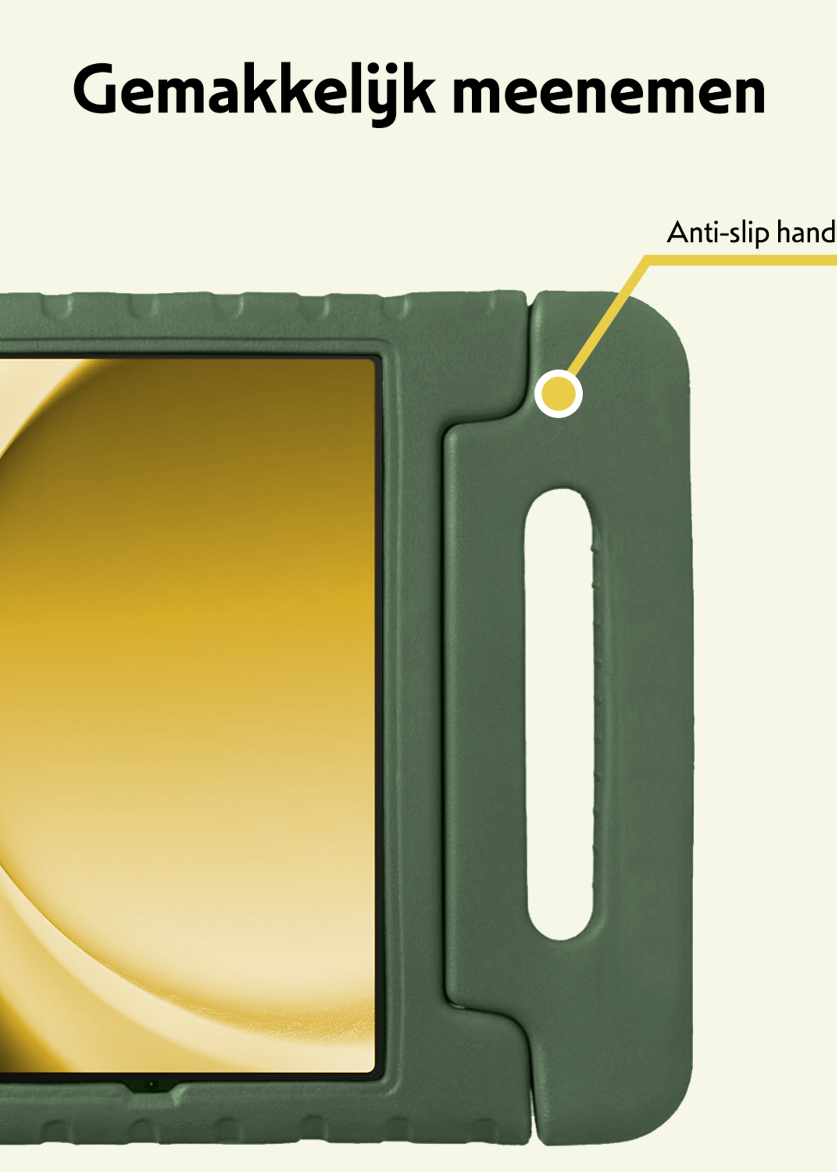 LUQ LUQ Samsung Galaxy Tab A9 Plus Kinderhoes Met Screenprotector - Donkergroen