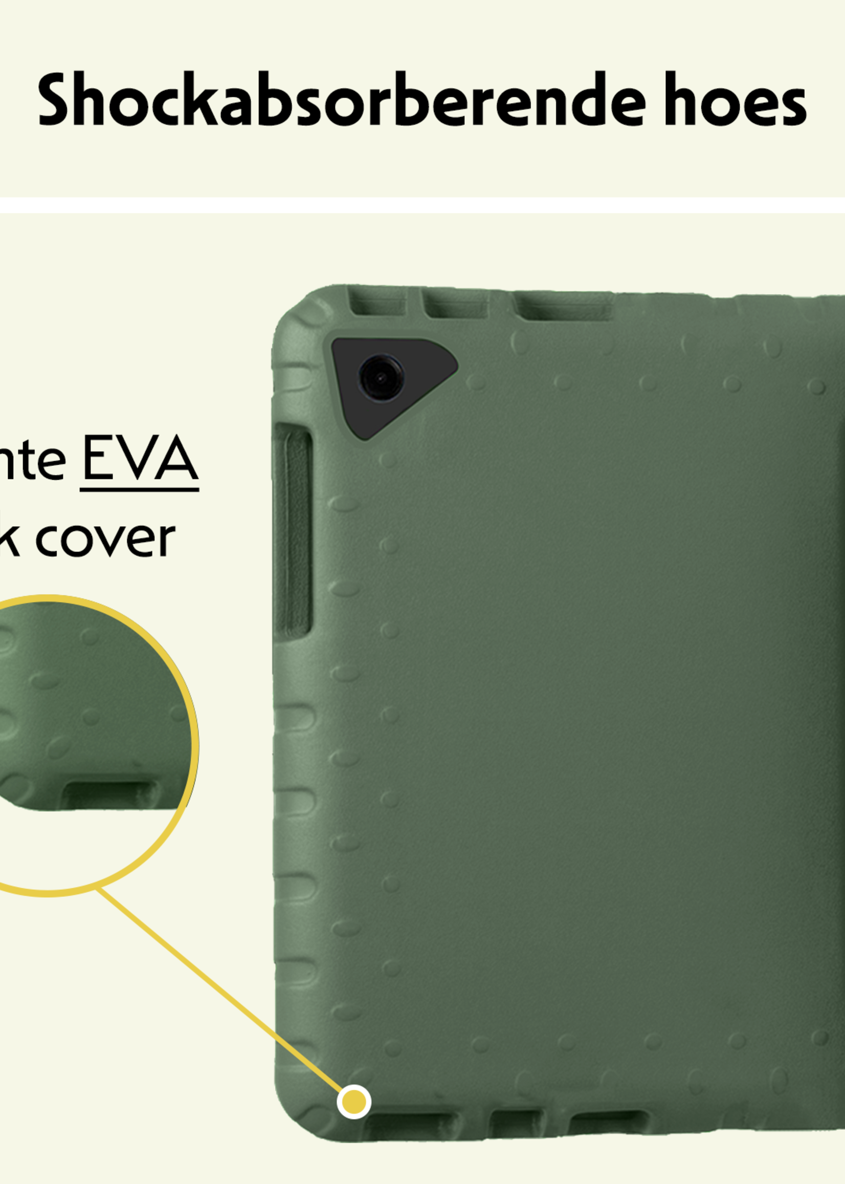 LUQ LUQ Samsung Galaxy Tab A9 Plus Kinderhoes Met Screenprotector - Donkergroen