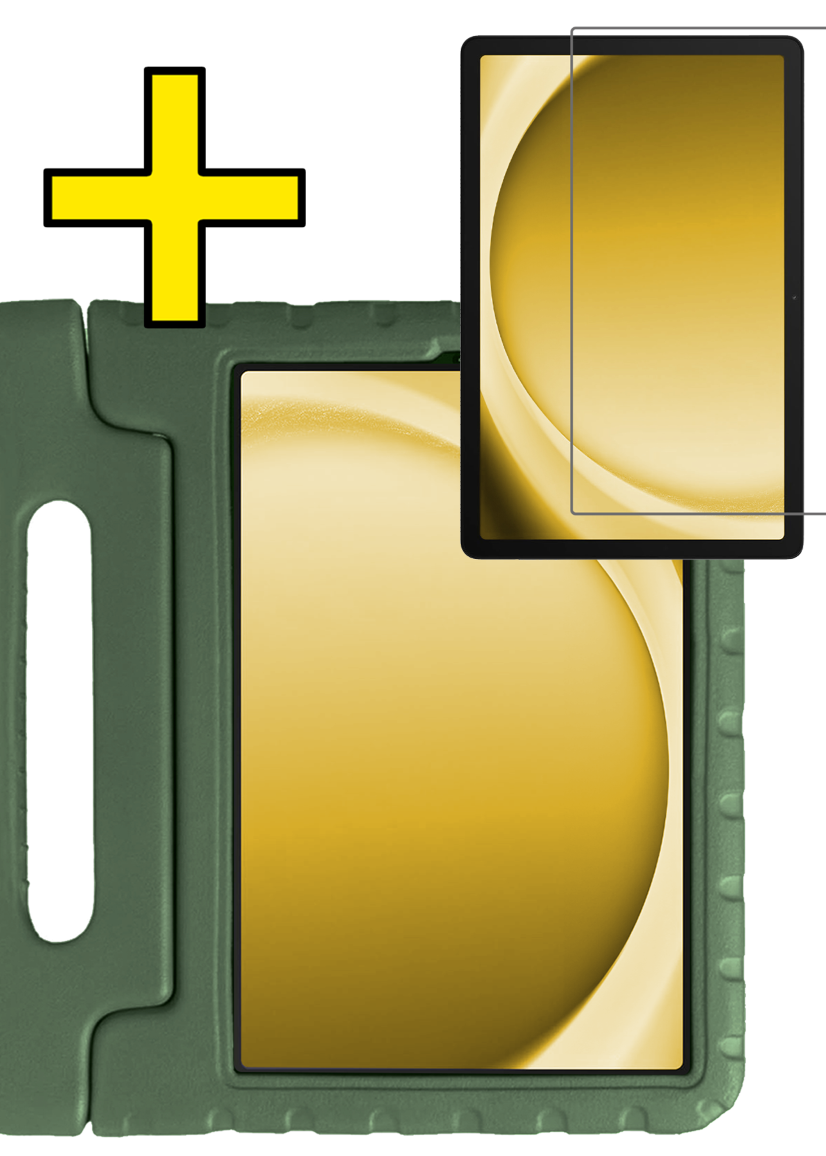 LUQ LUQ Samsung Galaxy Tab A9 Plus Kinderhoes Met Screenprotector - Donkergroen