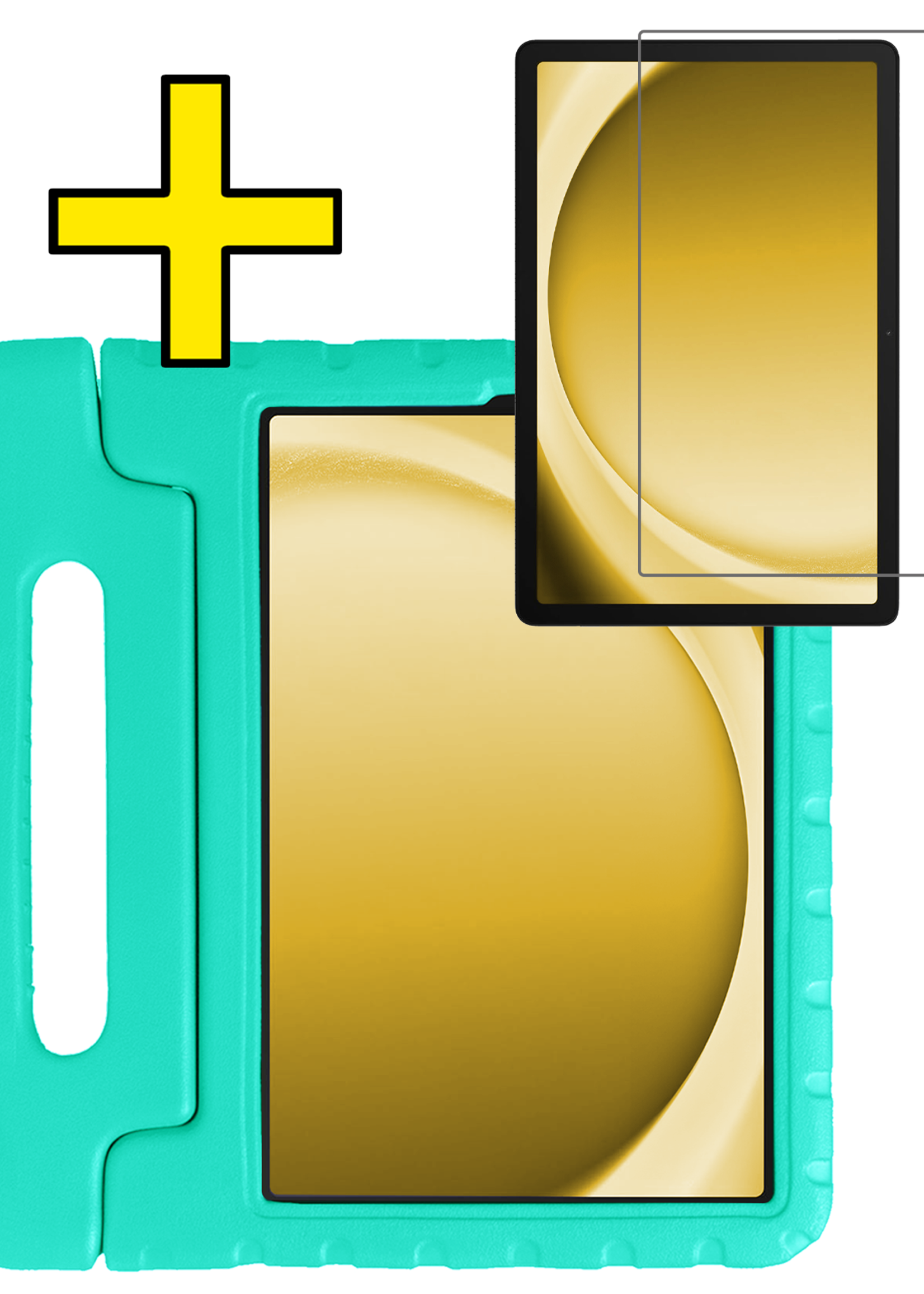 LUQ LUQ Samsung Galaxy Tab A9 Plus Kinderhoes Met Screenprotector - Turquoise