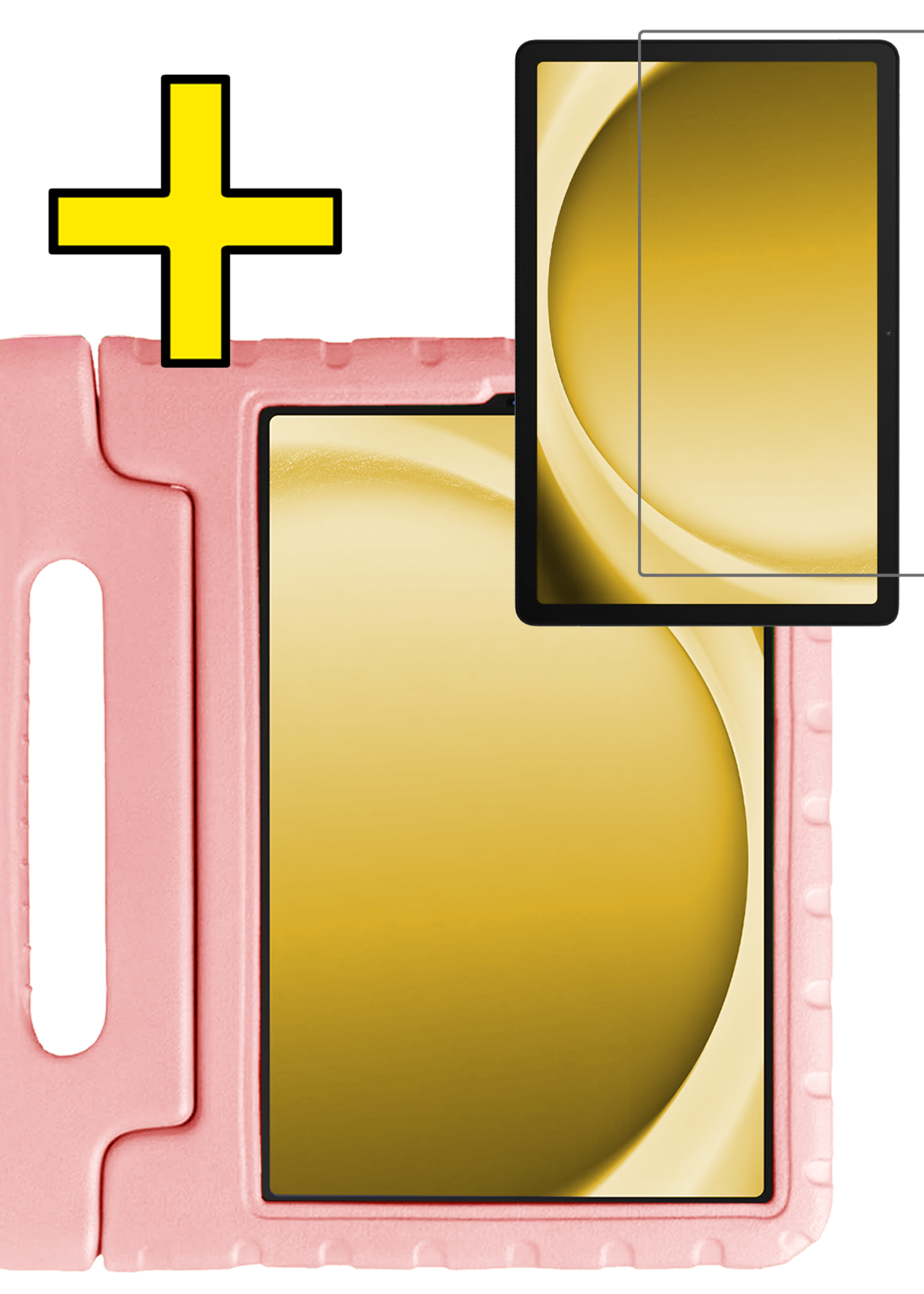 LUQ LUQ Samsung Galaxy Tab A9 Plus Kinderhoes Met Screenprotector - Zalm