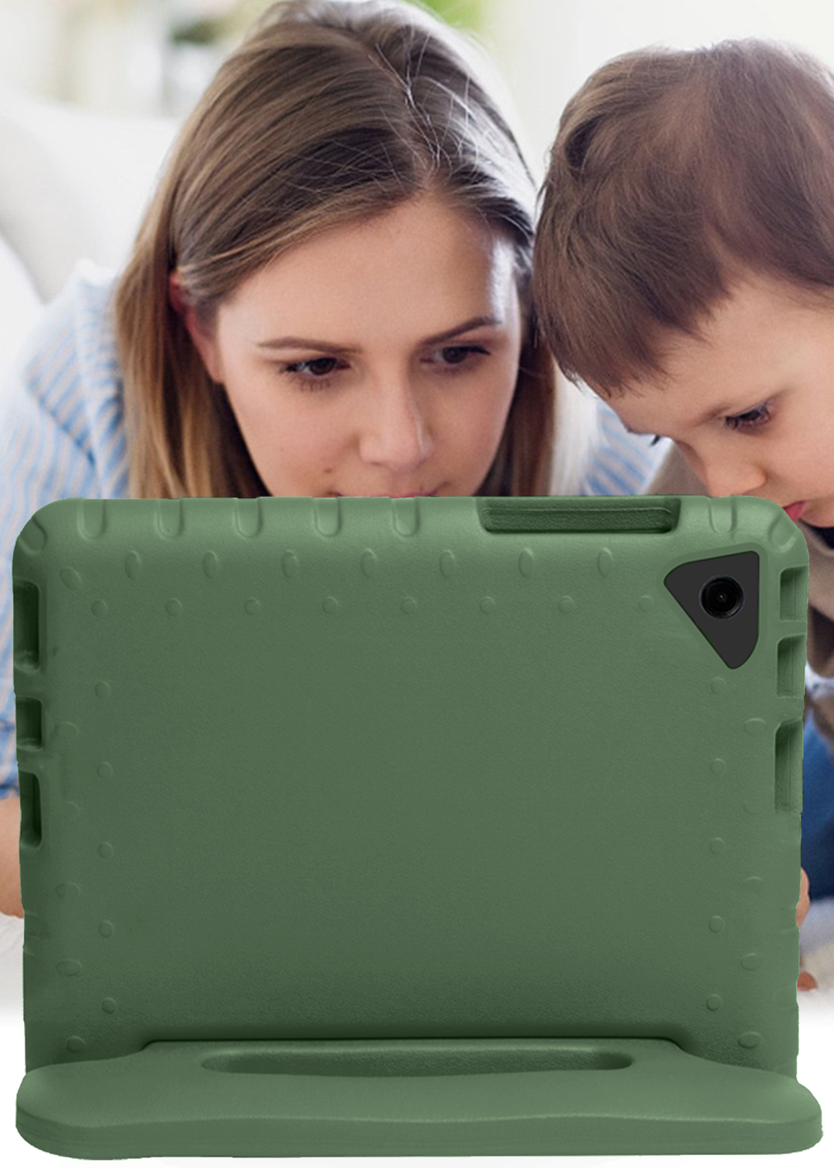 LUQ LUQ Samsung Galaxy Tab A9 Plus Kinderhoes Met 2x Screenprotector - Donkergroen