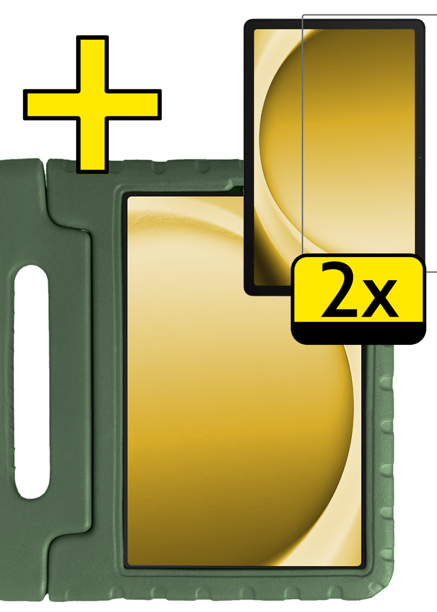 LUQ LUQ Samsung Galaxy Tab A9 Plus Kinderhoes Met 2x Screenprotector - Donkergroen