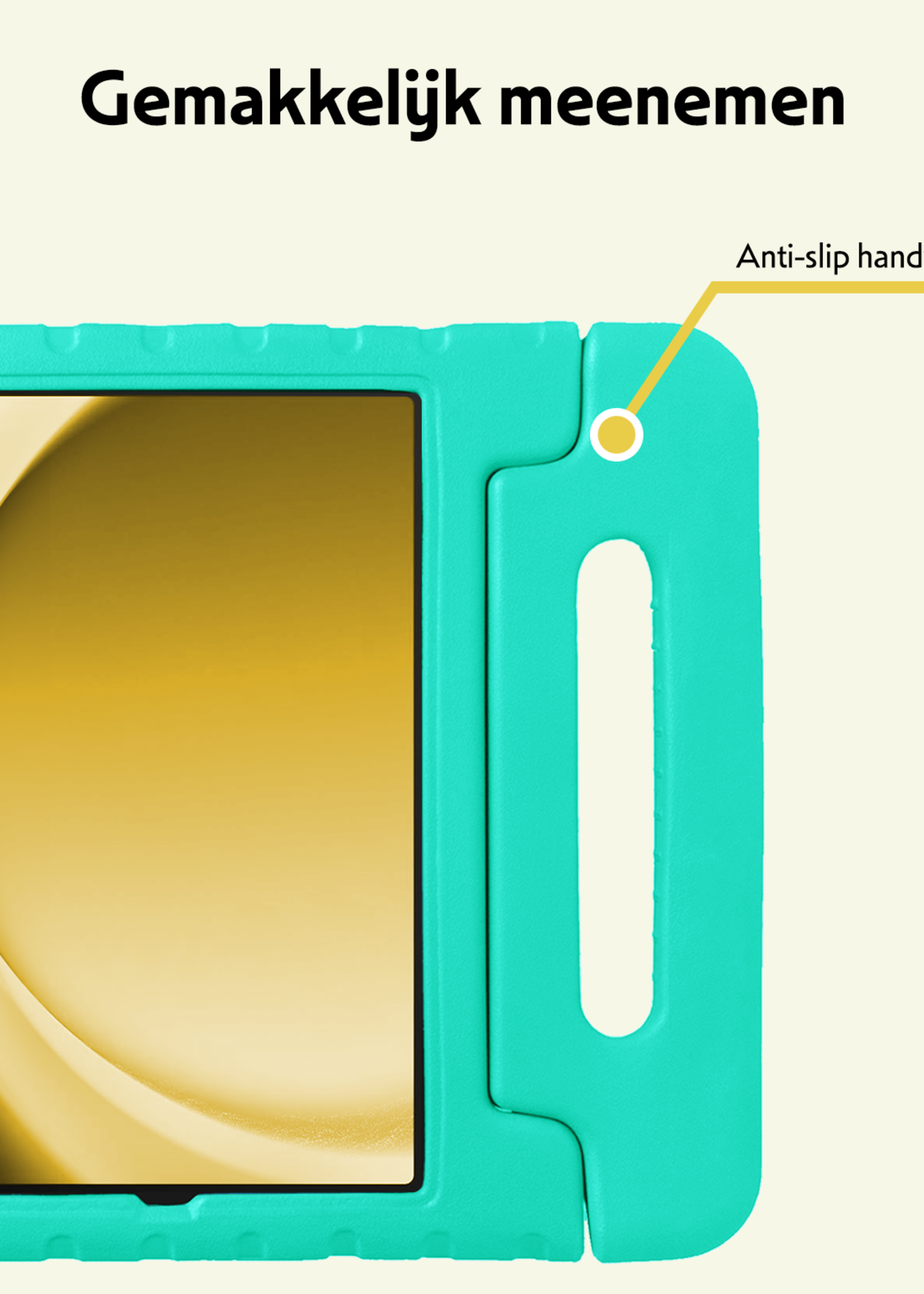 LUQ LUQ Samsung Galaxy Tab A9 Plus Kinderhoes Met 2x Screenprotector - Turquoise