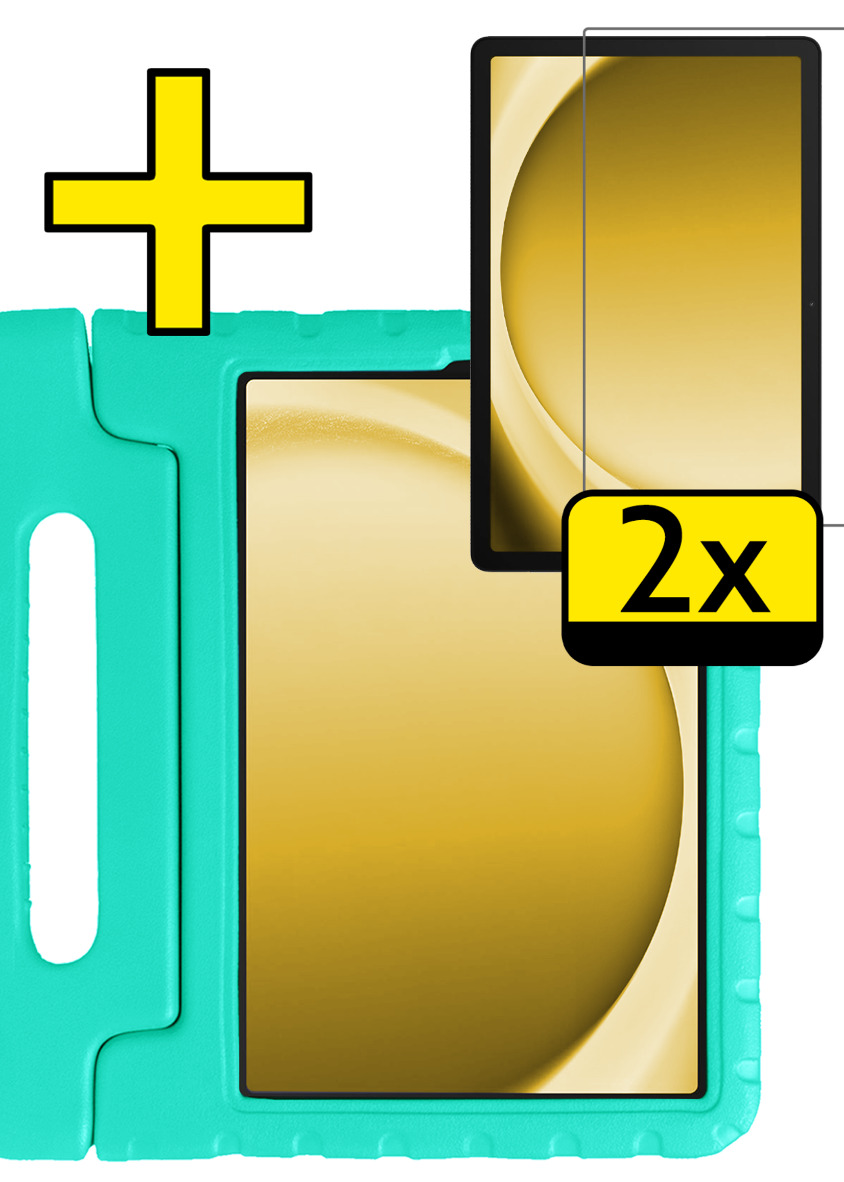 LUQ LUQ Samsung Galaxy Tab A9 Plus Kinderhoes Met 2x Screenprotector - Turquoise