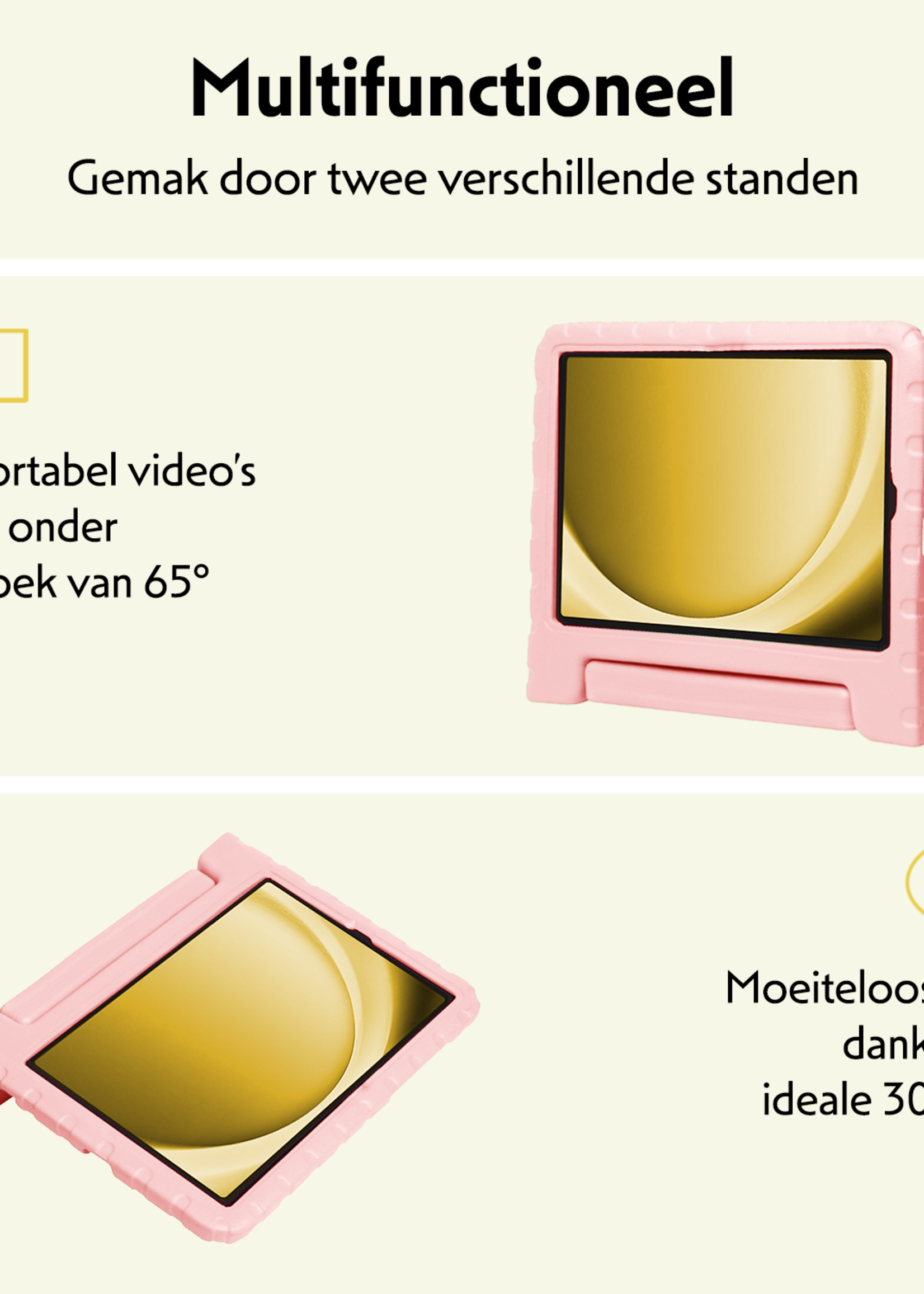 LUQ LUQ Samsung Galaxy Tab A9 Plus Kinderhoes Met 2x Screenprotector - Zalm