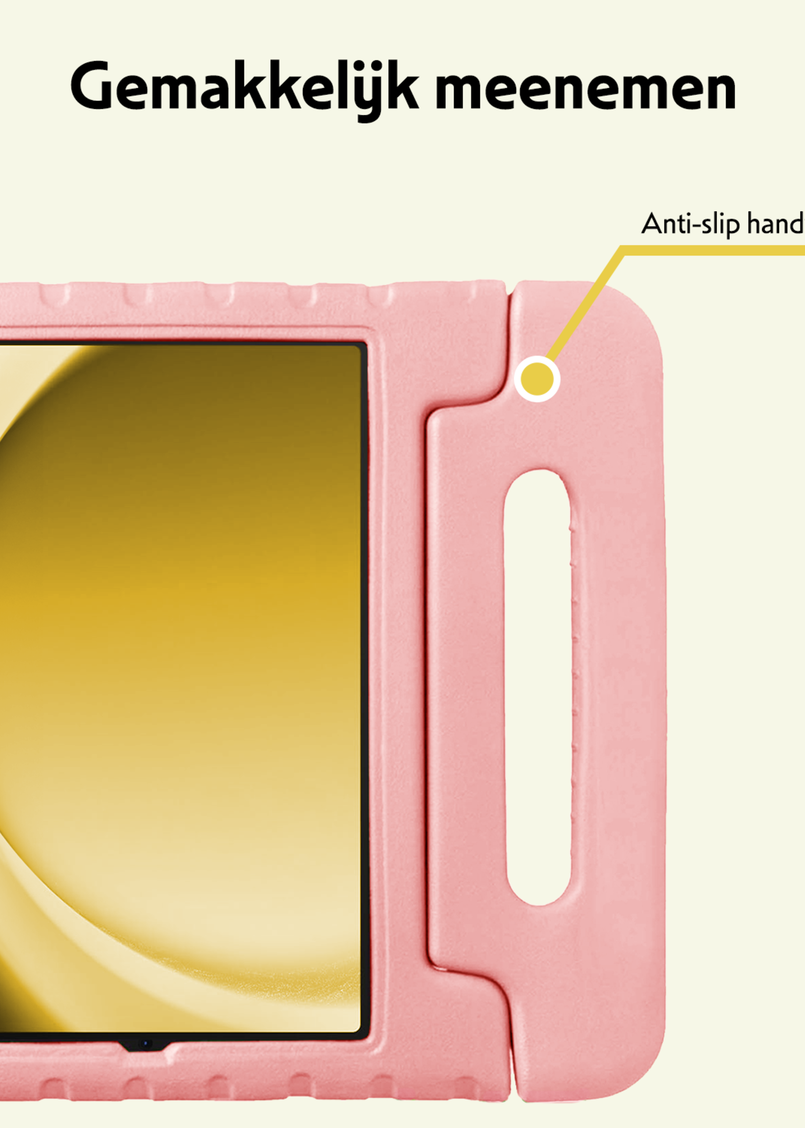 LUQ LUQ Samsung Galaxy Tab A9 Plus Kinderhoes Met 2x Screenprotector - Zalm