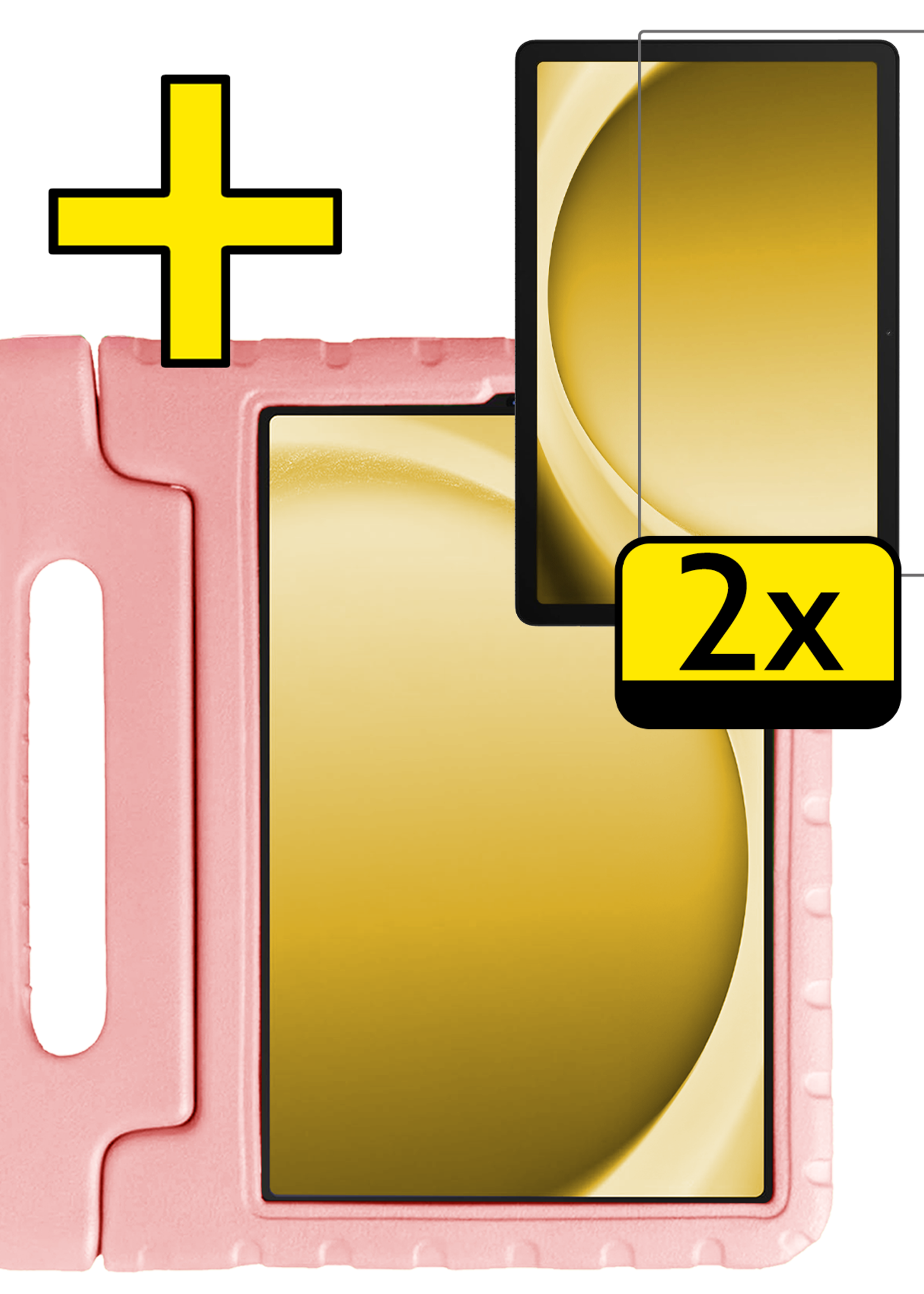 LUQ LUQ Samsung Galaxy Tab A9 Plus Kinderhoes Met 2x Screenprotector - Zalm