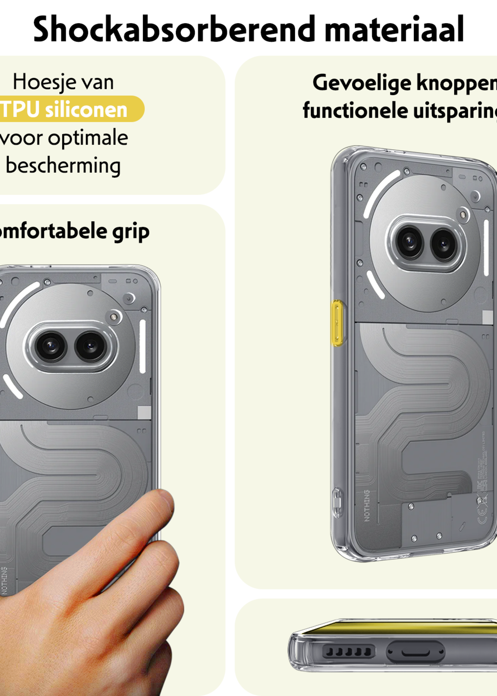 LUQ LUQ Nothing Phone (2a) Plus Hoesje Siliconen Met 2x Screenprotector - Transparant