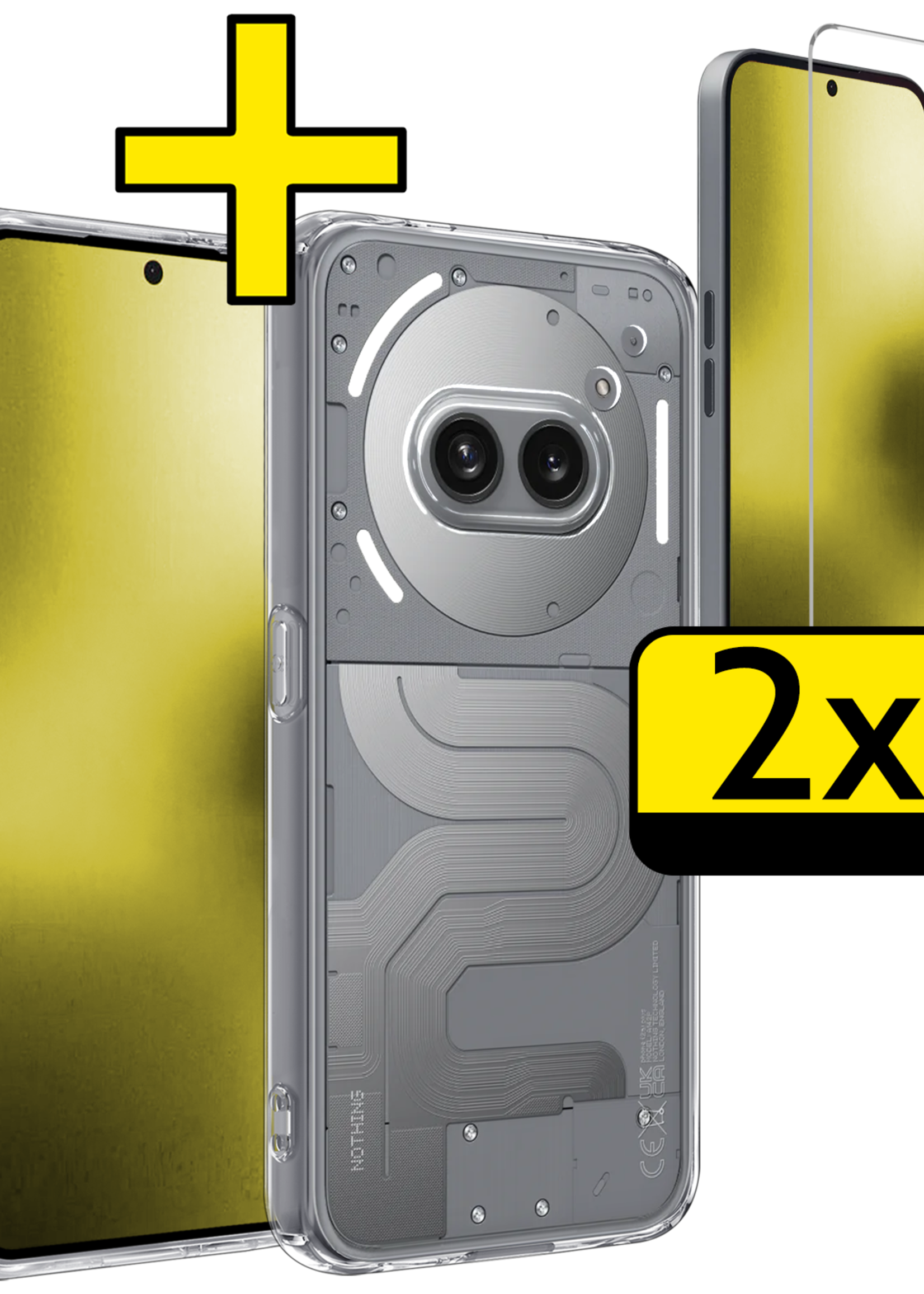 LUQ LUQ Nothing Phone (2a) Plus Hoesje Siliconen Met 2x Screenprotector - Transparant