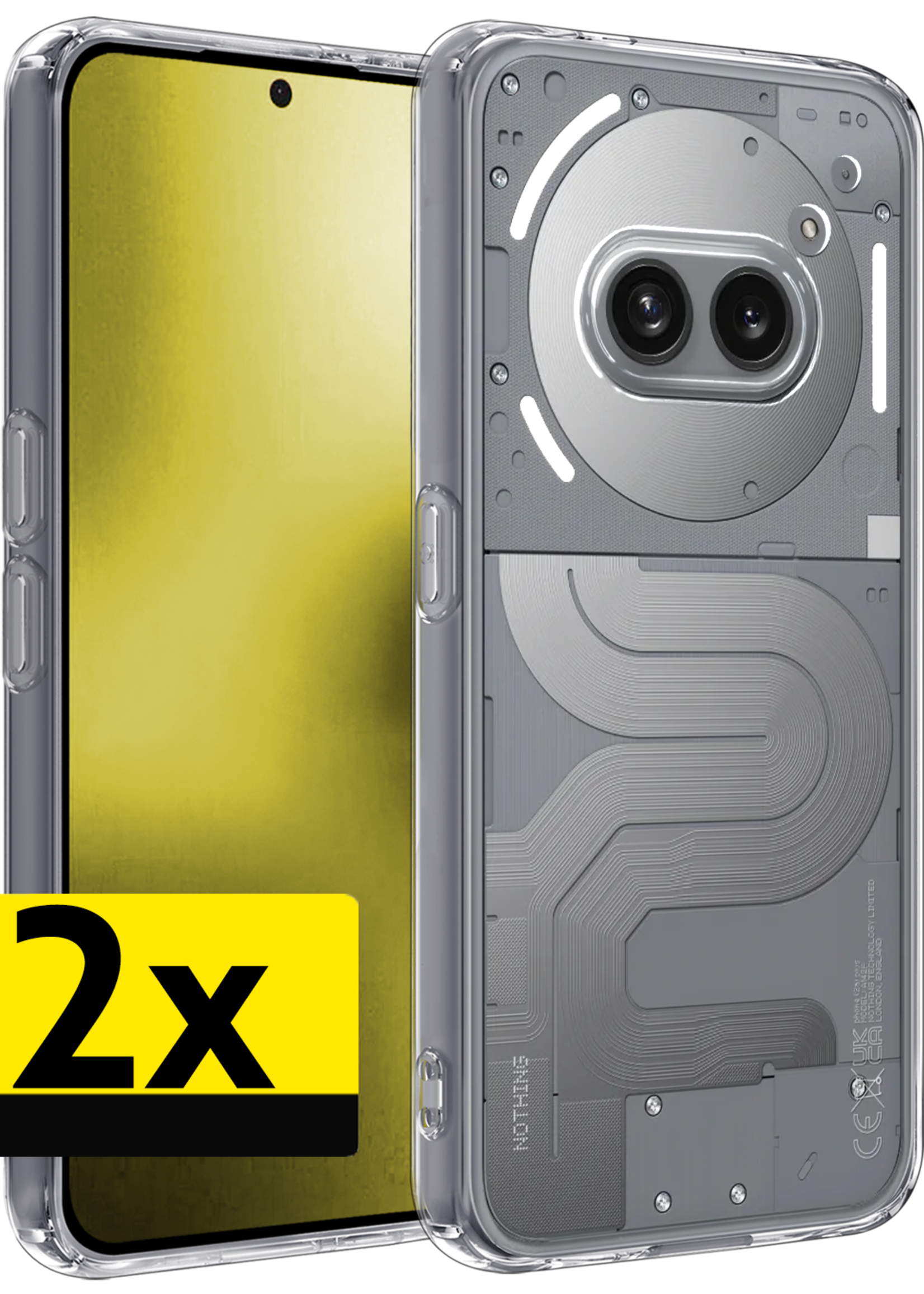 LUQ LUQ Nothing Phone (2a) Hoesje Siliconen - Transparant - 2 PACK