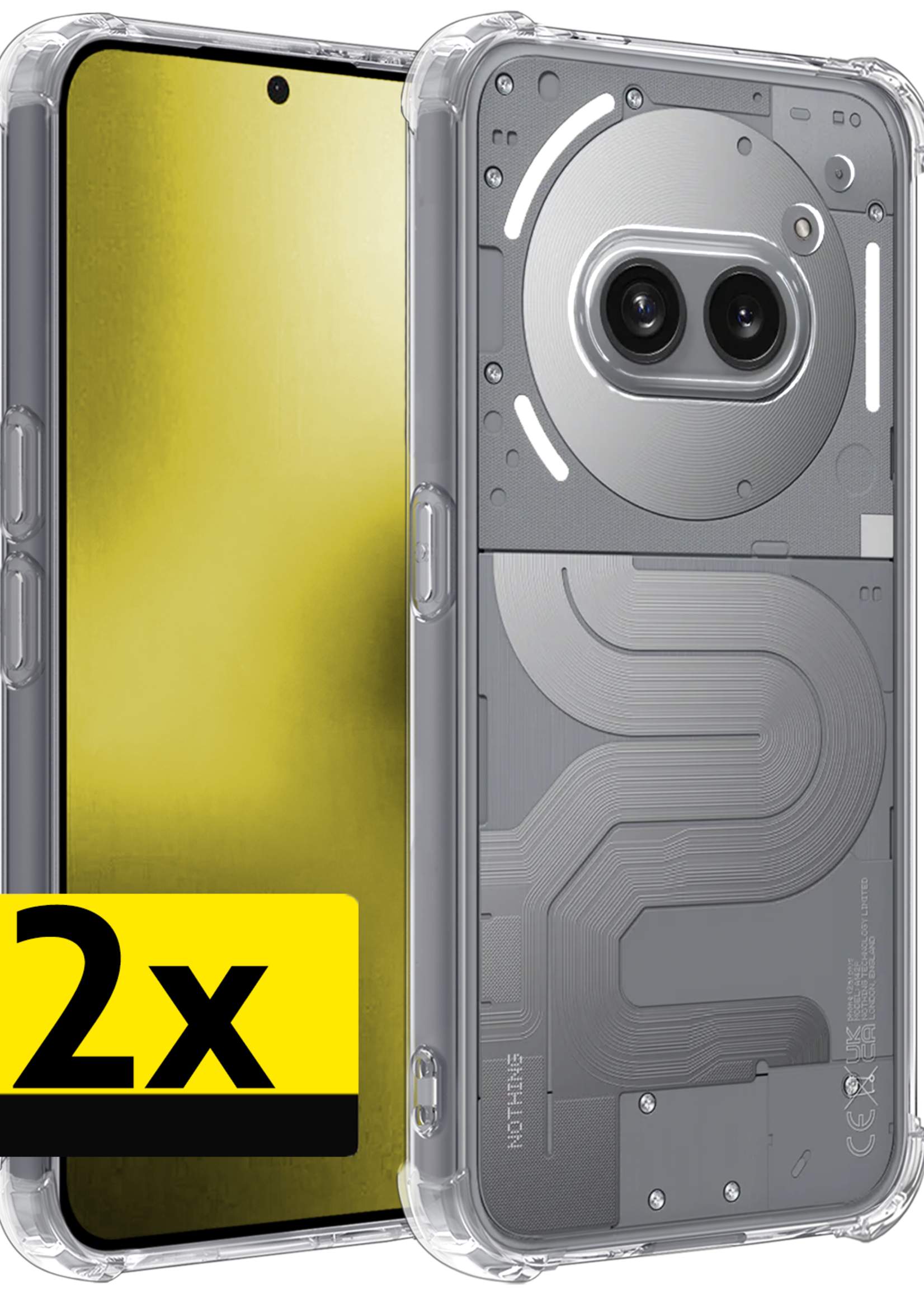 LUQ LUQ Nothing Phone (2a) Hoesje Shockproof - Transparant - 2 PACK