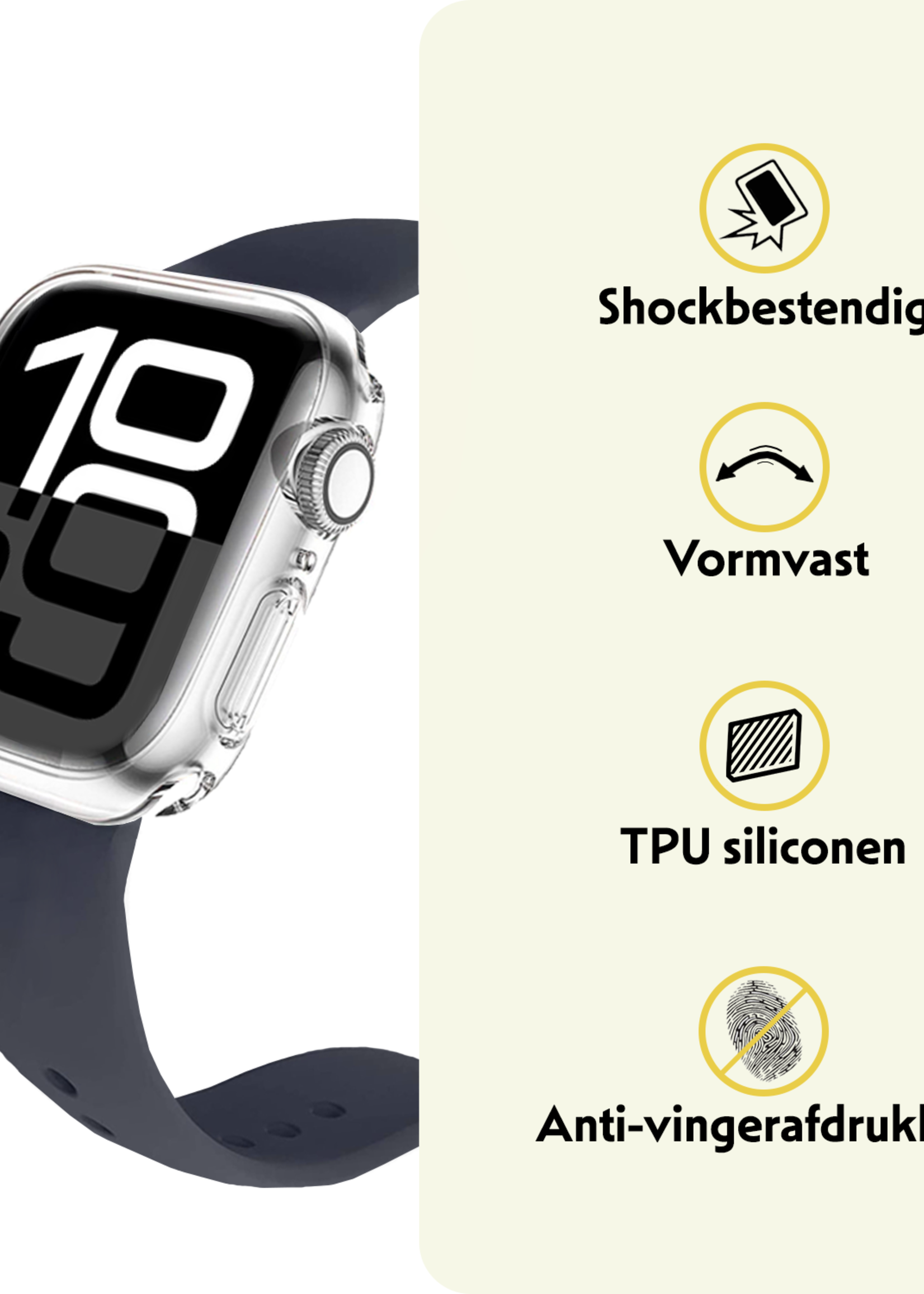 LUQ LUQ Apple Watch Series 10 Hoesje Siliconen Transparant - 42 mm - 2 PACK