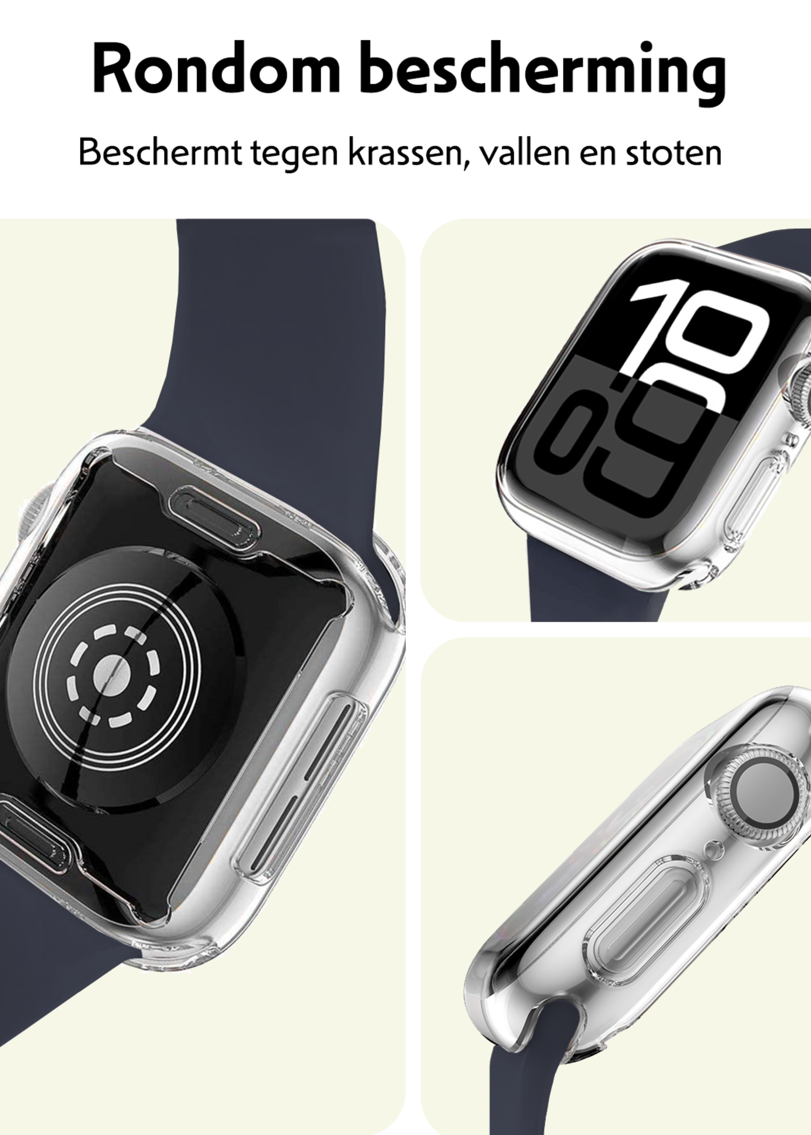 LUQ LUQ Apple Watch Series 9 Hoesje Siliconen Transparant - 41 mm - 2 PACK