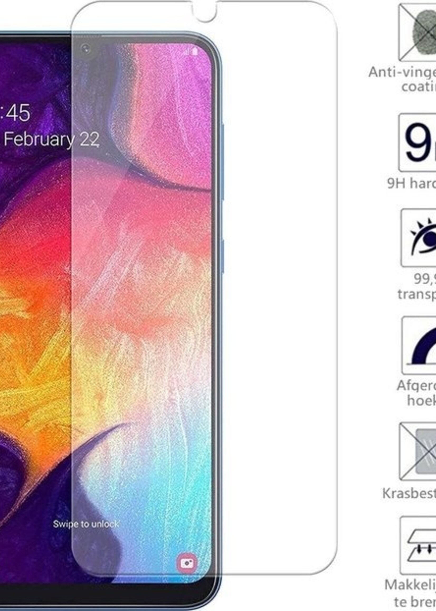 LUQ LUQ Samsung Galaxy A50 Siliconen Hoesje Cover Zwart Met 1x Screenprotector