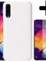 LUQ LUQ Samsung Galaxy A50 Siliconen Hoesje Cover Wit Met Screenprotector Gehard