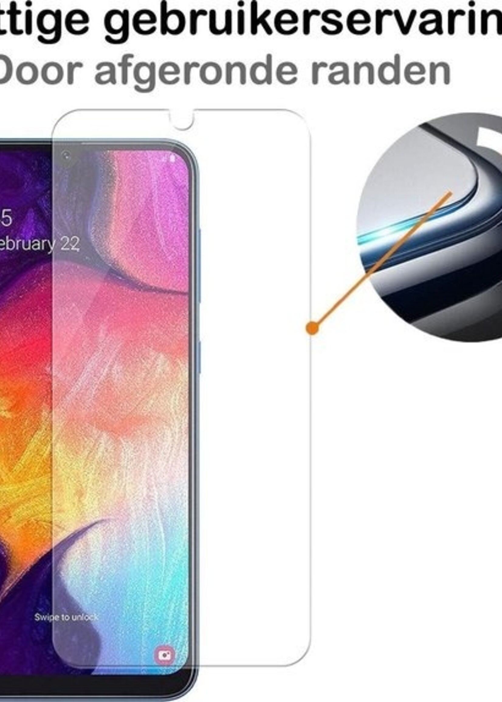 LUQ LUQ Samsung Galaxy A50 Siliconen Hoesje Cover Wit Met Screenprotector Gehard