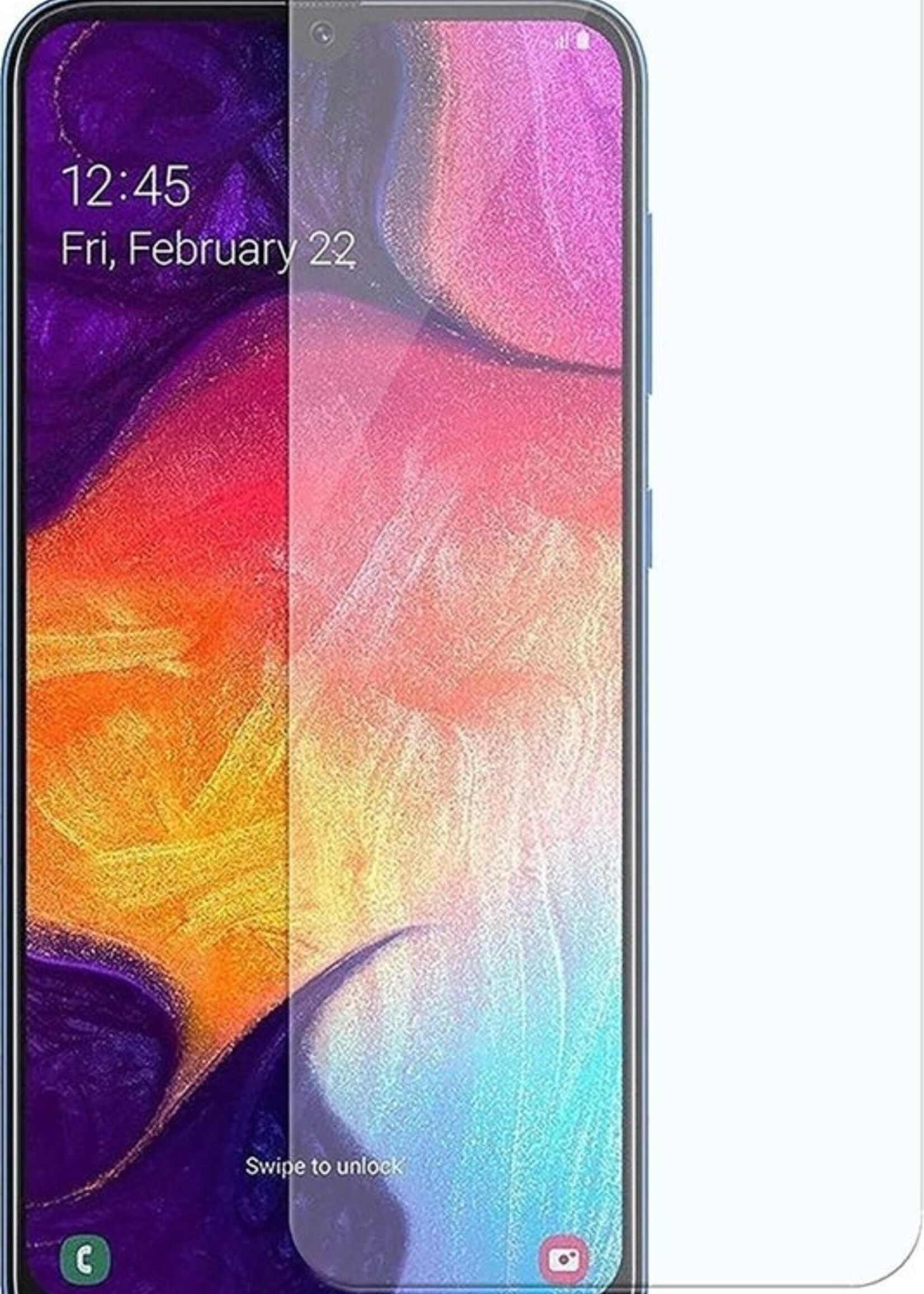 LUQ LUQ Samsung Galaxy A50 Siliconen Hoesje Cover Donker Blauw Met 1x Screenprotector