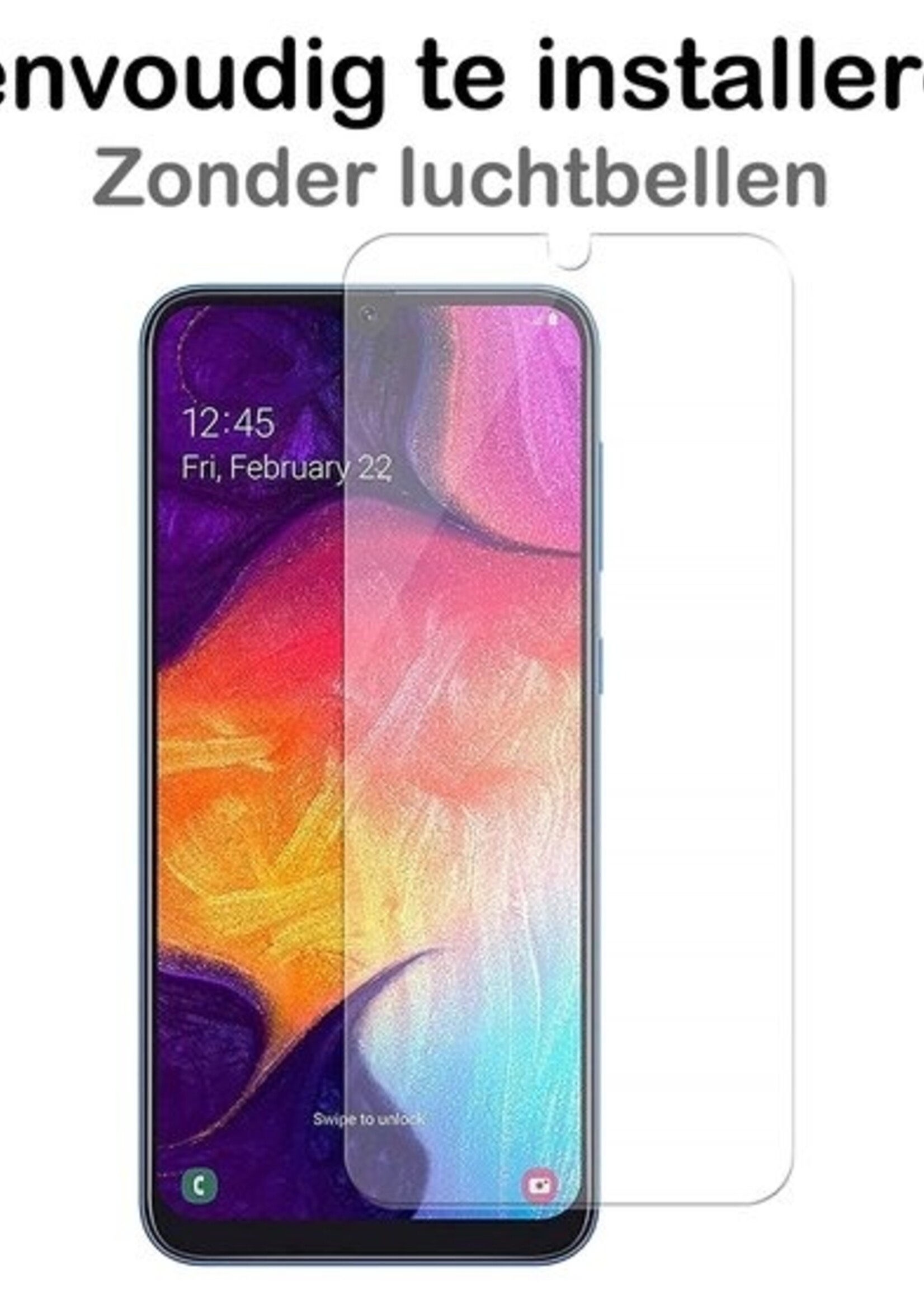 LUQ LUQ Samsung Galaxy A50 Siliconen Hoesje Cover Donker Blauw Met 1x Screenprotector