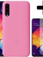 LUQ LUQ Samsung Galaxy A50 Siliconen Hoesje Cover Roze Met 1x Screenprotector
