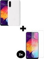 LUQ LUQ Samsung Galaxy A50 Siliconen Hoesje Cover Wit Met 2x Screenprotector