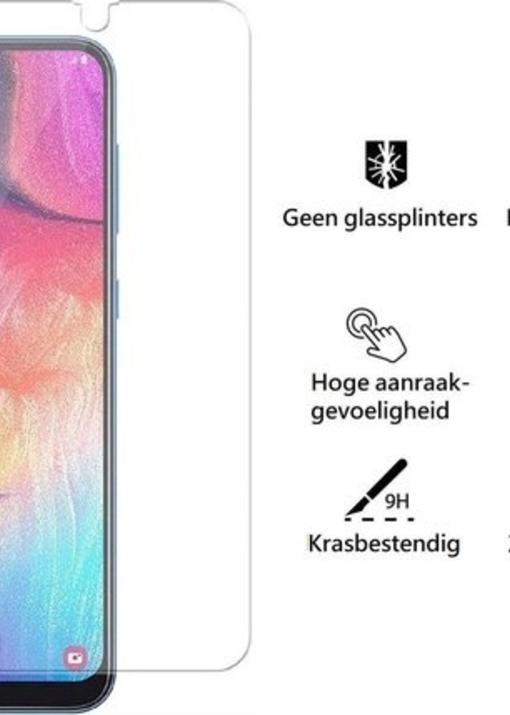 LUQ LUQ Samsung Galaxy A50 Siliconen Hoesje Cover Wit Met 2x Screenprotector