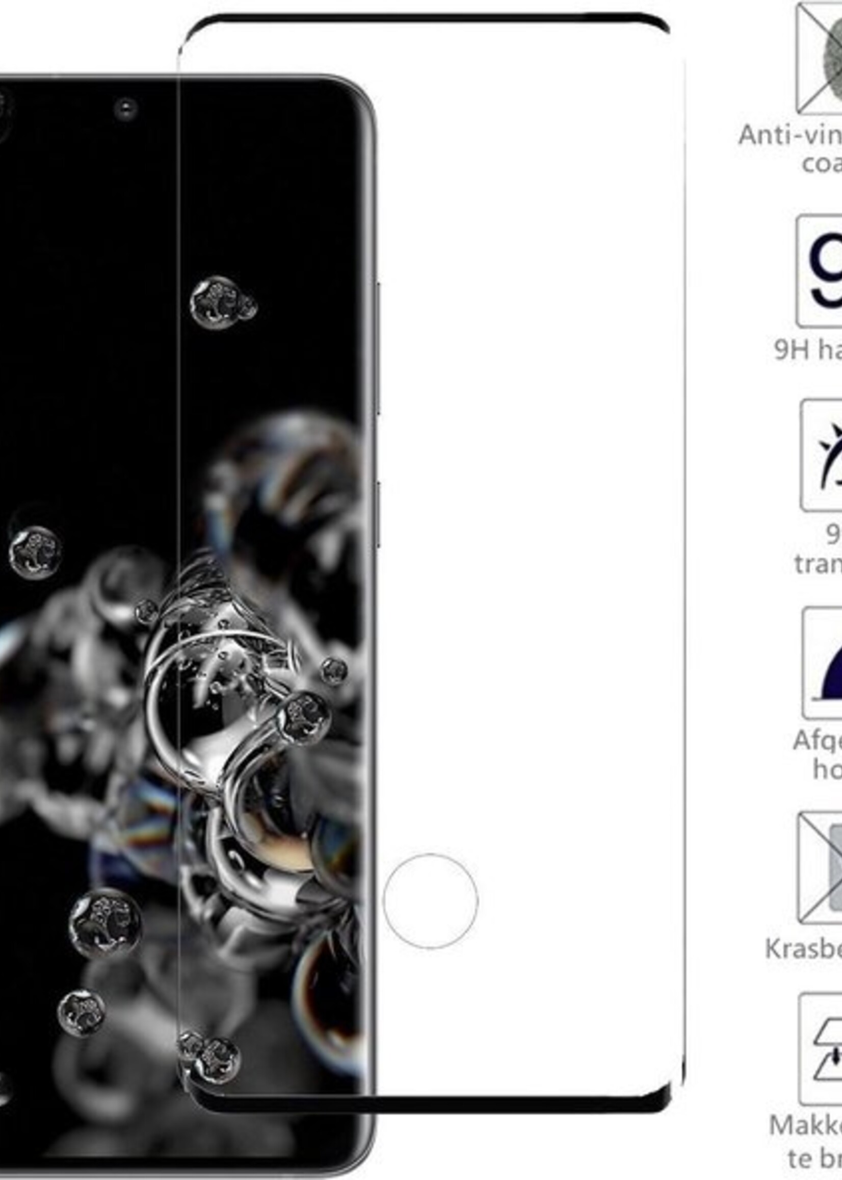 LUQ LUQ Samsung Galaxy S20 Ultra hoesje zwart met screenprotector