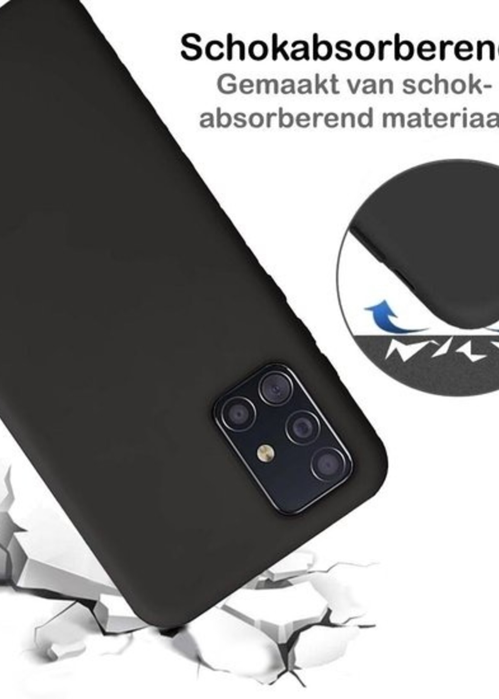 LUQ LUQ Samsung Galaxy A51 hoesje siliconen zwart Met screenprotector