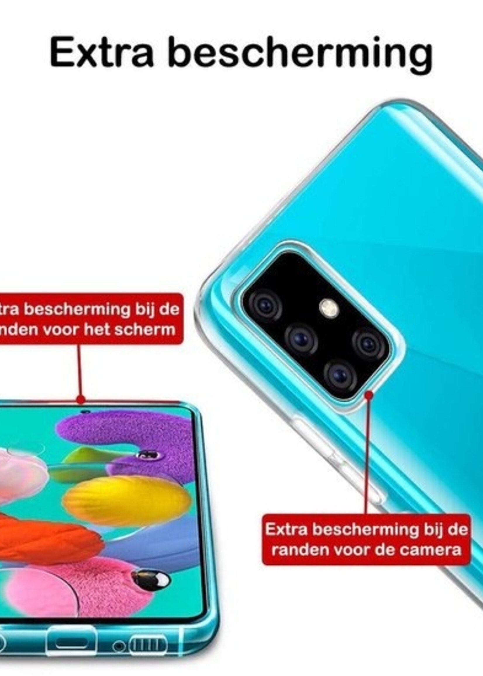 LUQ LUQ Samsung Galaxy A51 hoesje siliconen zwart Met 2x screenprotector