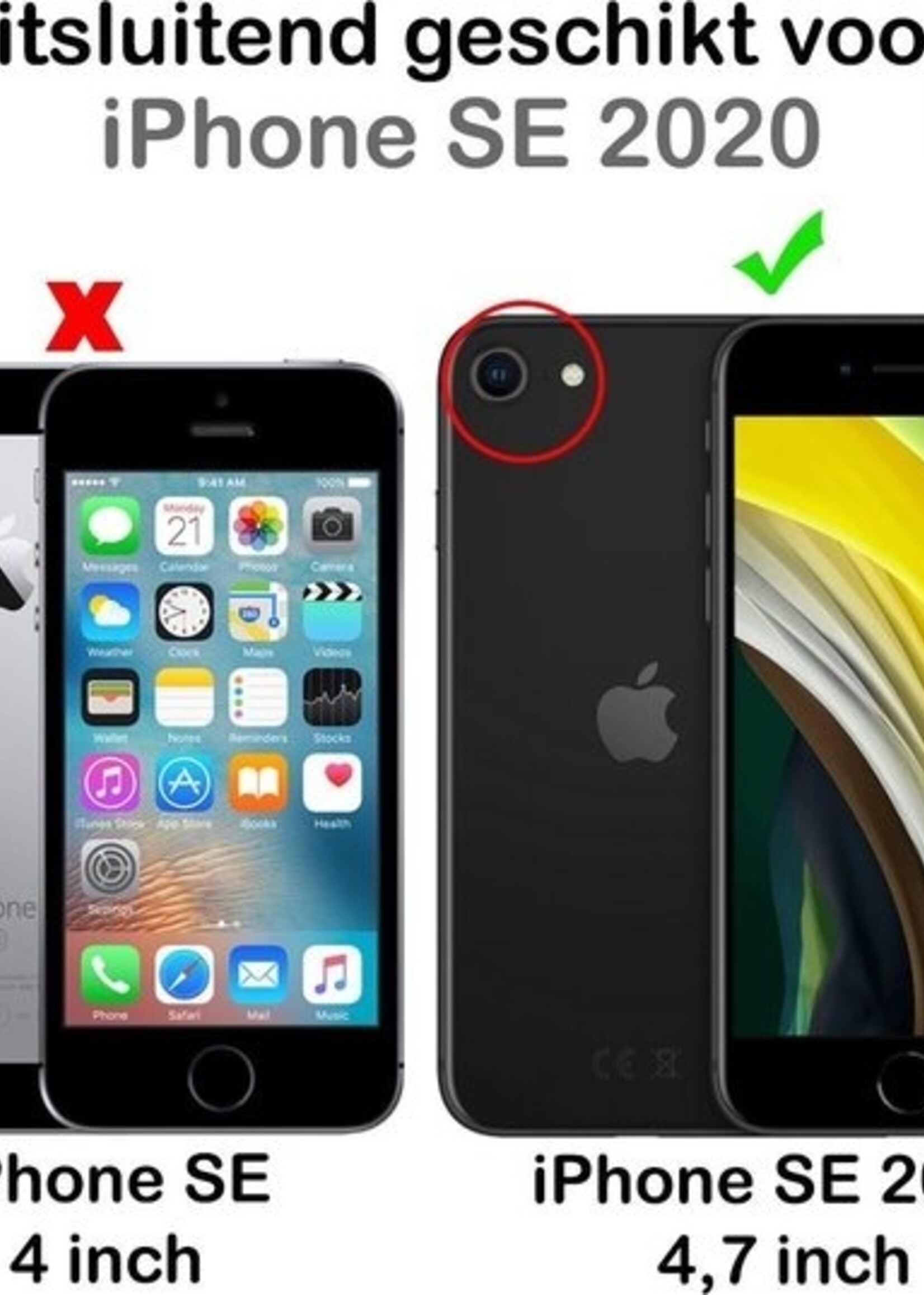 LUQ LUQ iPhone SE 2020 hoesje siliconen met screenprotector - Zwart