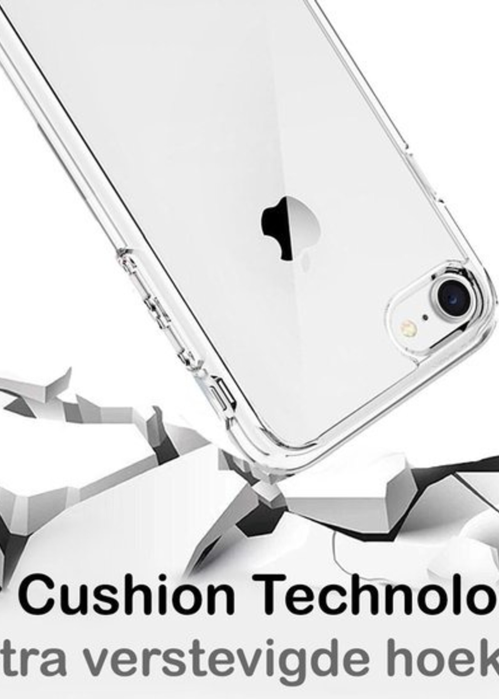 LUQ LUQ iPhone SE 2020 hoesje siliconen met 2x screenprotector - Transparant