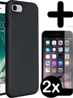 LUQ LUQ iPhone SE 2020 hoesje siliconen met 2x screenprotector - Zwart