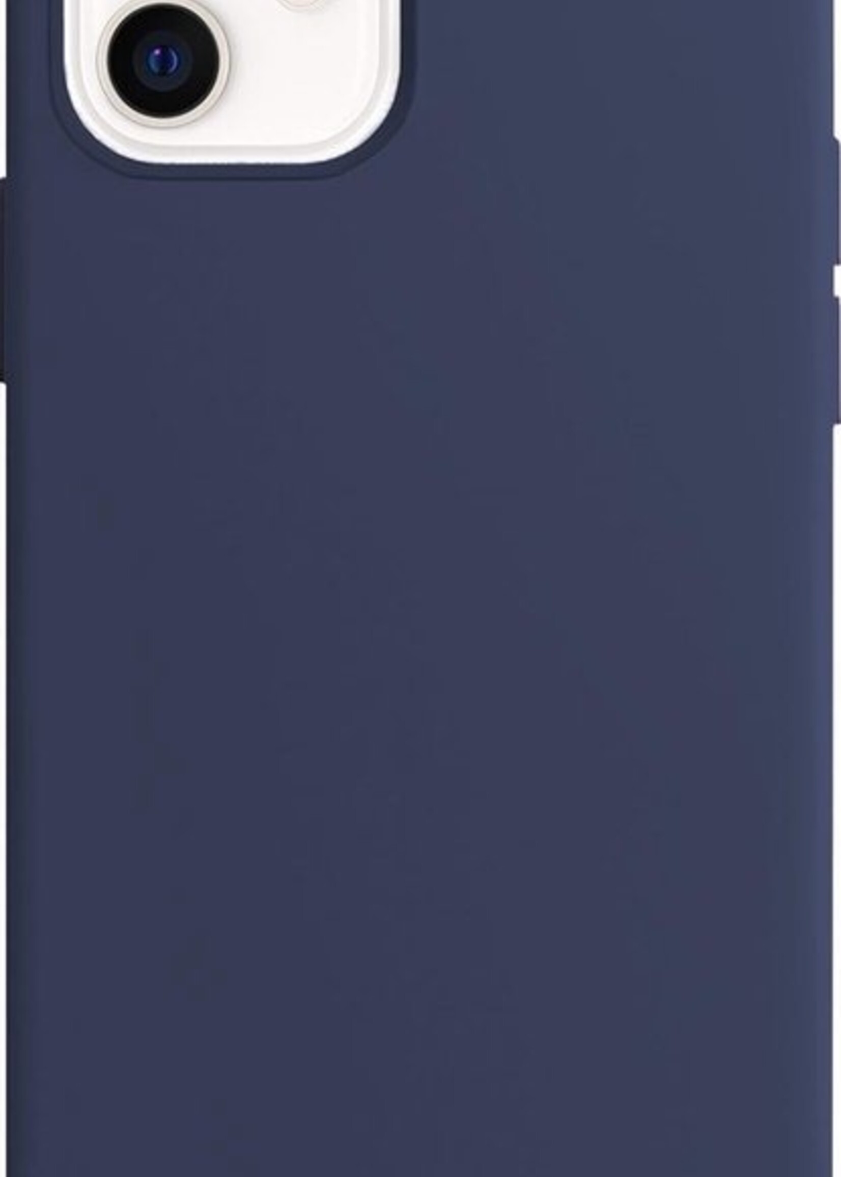 LUQ LUQ iPhone 12 Hoesje Siliconen Donkerblauw En Screenprotector Full Cover
