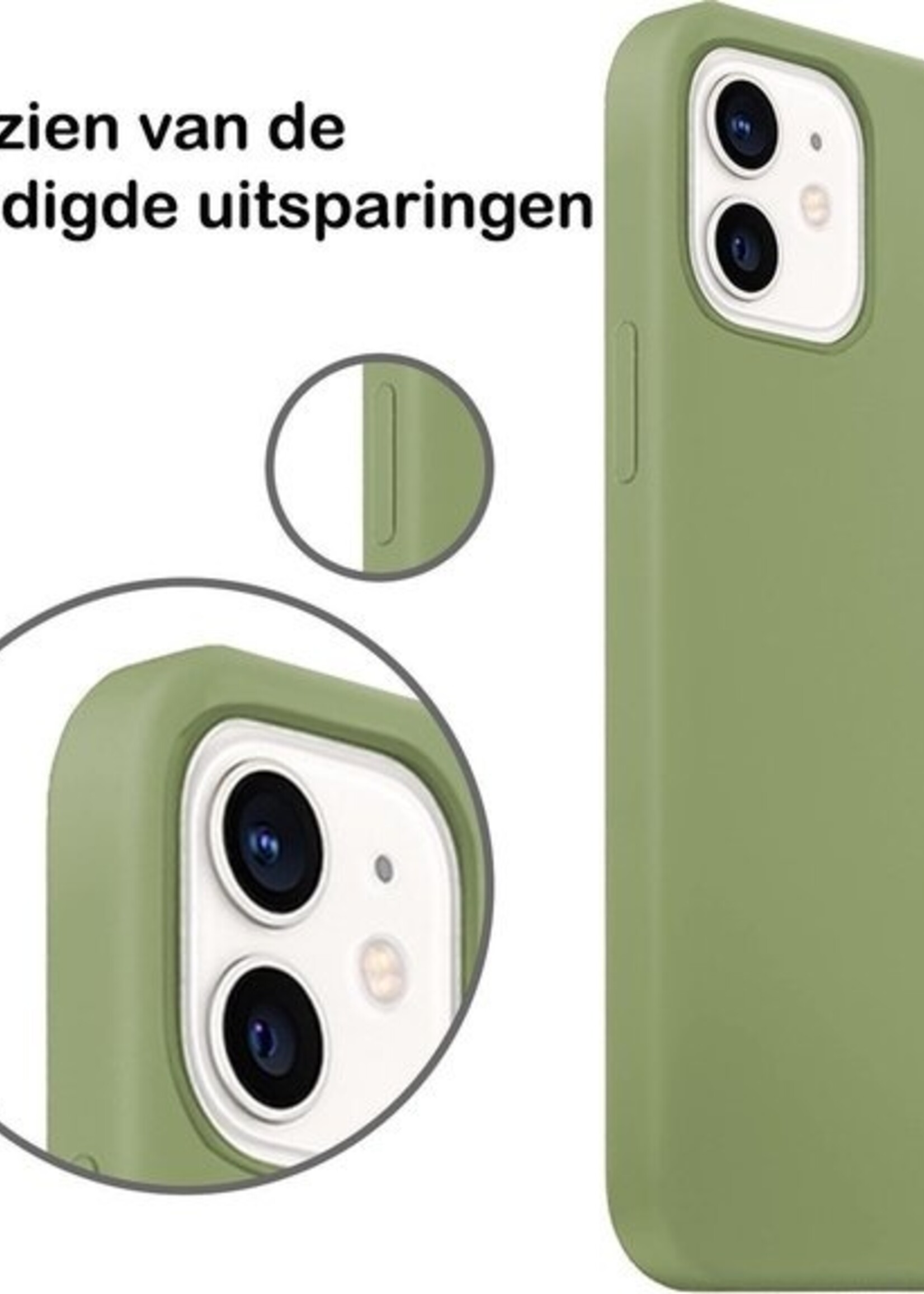 LUQ LUQ iPhone 12 Hoesje Siliconen Groen En 2x Screenprotector Full Cover