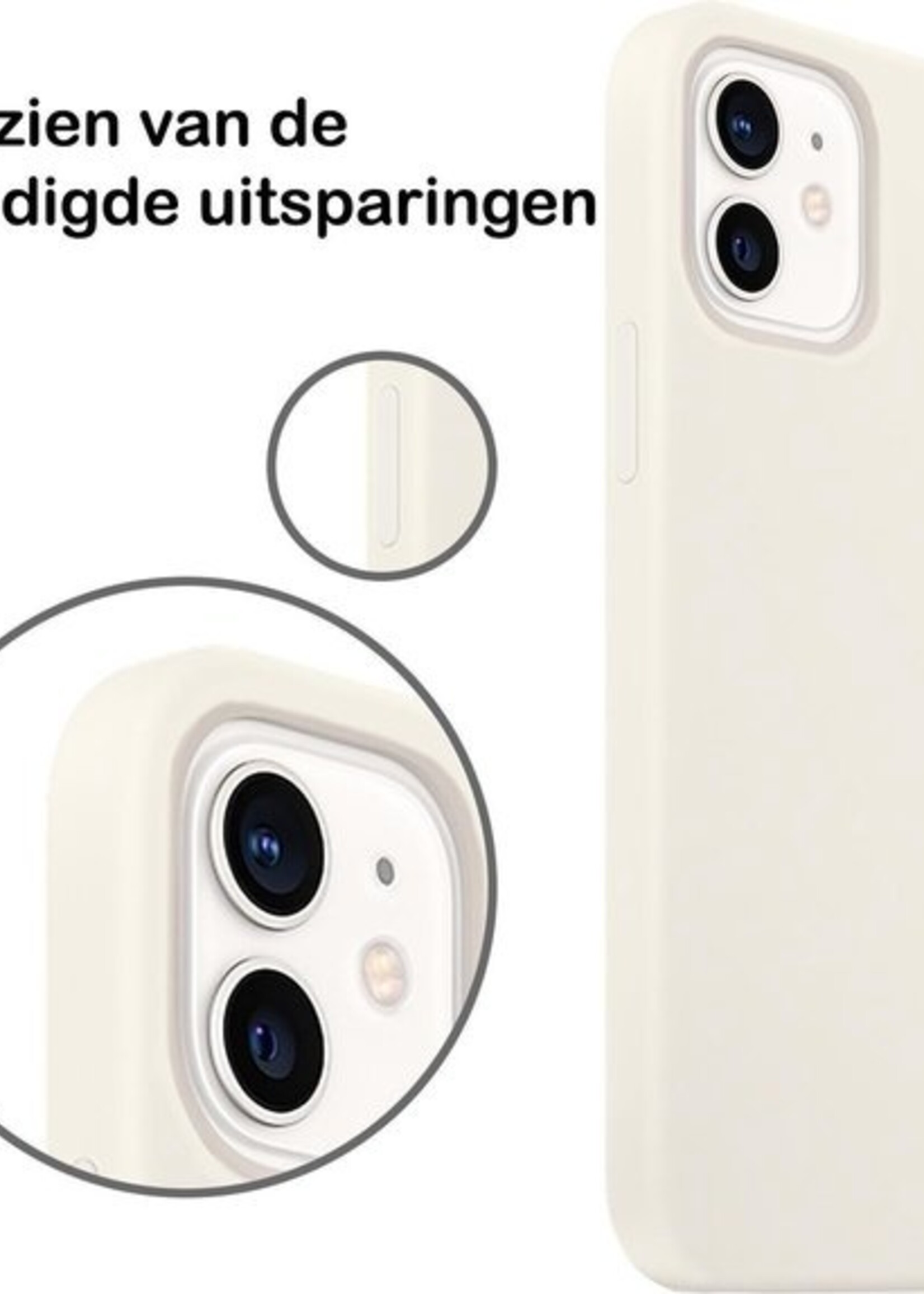 LUQ LUQ iPhone 12 Hoesje Siliconen Wit En 2x Screenprotector Full Cover