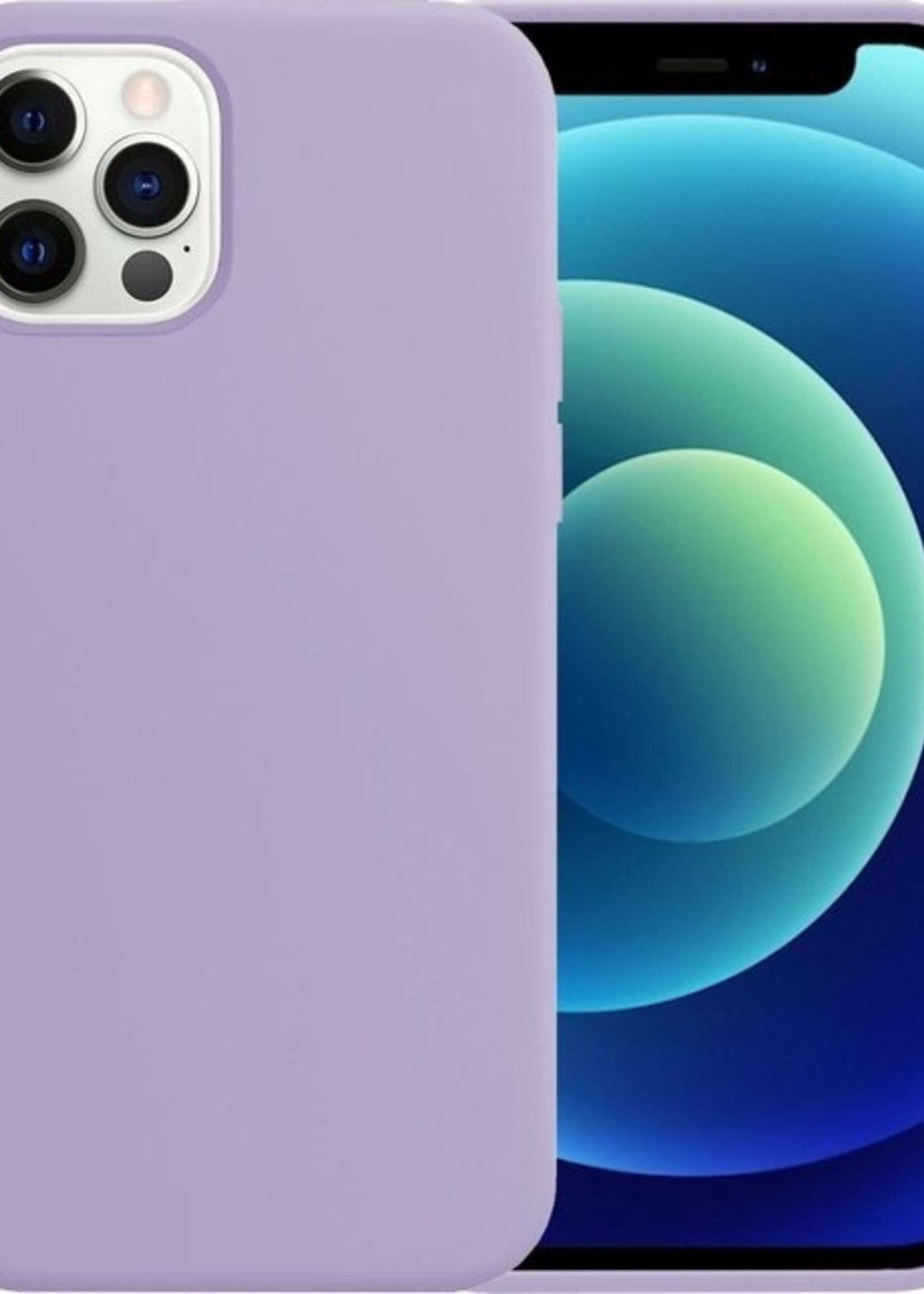 LUQ LUQ iPhone 12 Pro Hoesje Siliconen Lila En 2x Screenprotector Full Cover