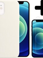 LUQ LUQ iPhone 12 Hoesje Siliconen Wit En Screenprotector