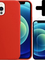 LUQ LUQ iPhone 12 Pro Hoesje Siliconen Rood En Screenprotector