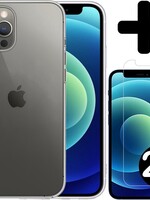 LUQ LUQ iPhone 12 Pro Hoesje Siliconen Transparant En 2x Screenprotector