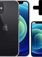 LUQ LUQ iPhone 12 Hoesje Siliconen Transparant En Screenprotector met dichte notch